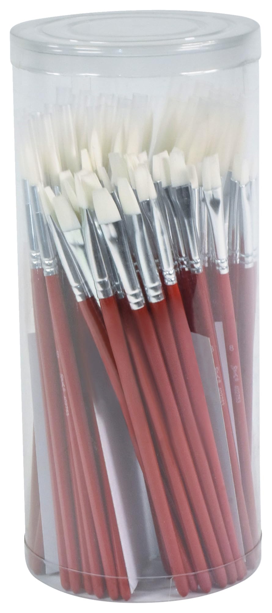 Premium White Synthetic Taklon Paint Brushes - Short Handle Artist Brushes for School, Art & Crafts - 72-Piece Assorted Sizes Set - Perfect for Acrylic, Watercolor & Oil Painting, DIY Projects & Classroom Activities