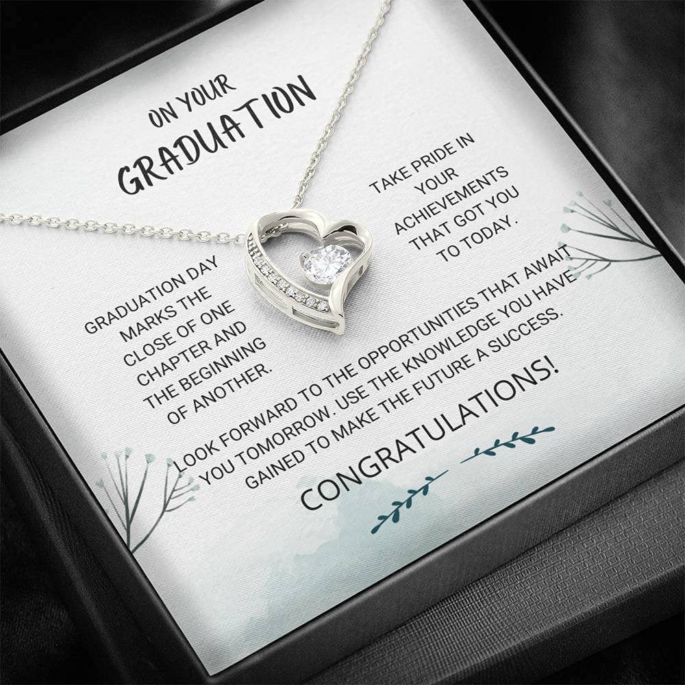 Personalized Graduation Necklace for Women - Forever Love & Pride Jewelry Gift for High School & College Graduates - Perfect Graduation Present, Senior Gift Idea for Her - Ideal for Commencement Ceremonies & Celebrations