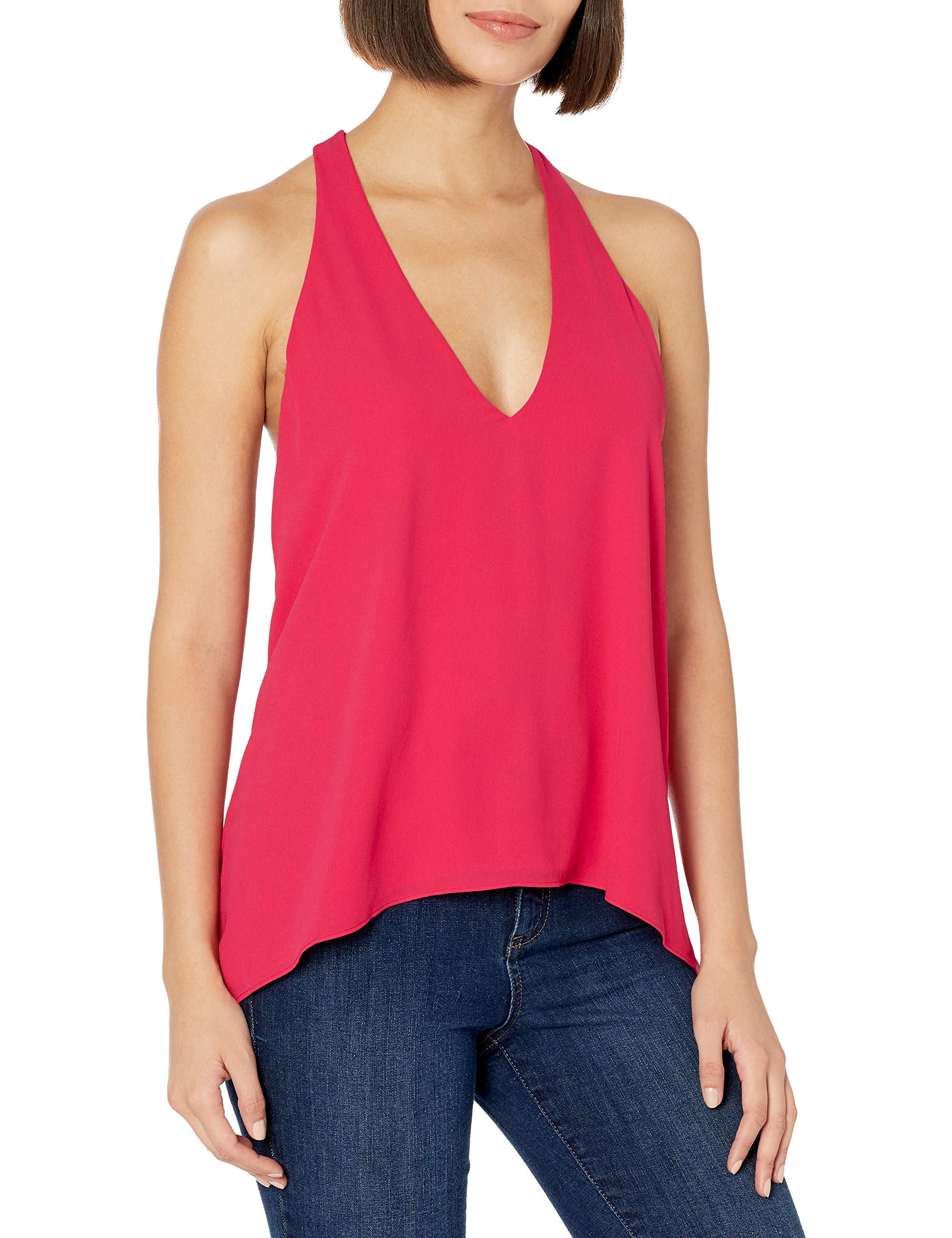 BCBGMAXAZRIA Women's Jazzie Draped Halter Top - Sexy Sleeveless V-Neck Blouse for Party & Night Out | Perfect for Club, Date Night & Special Occasions