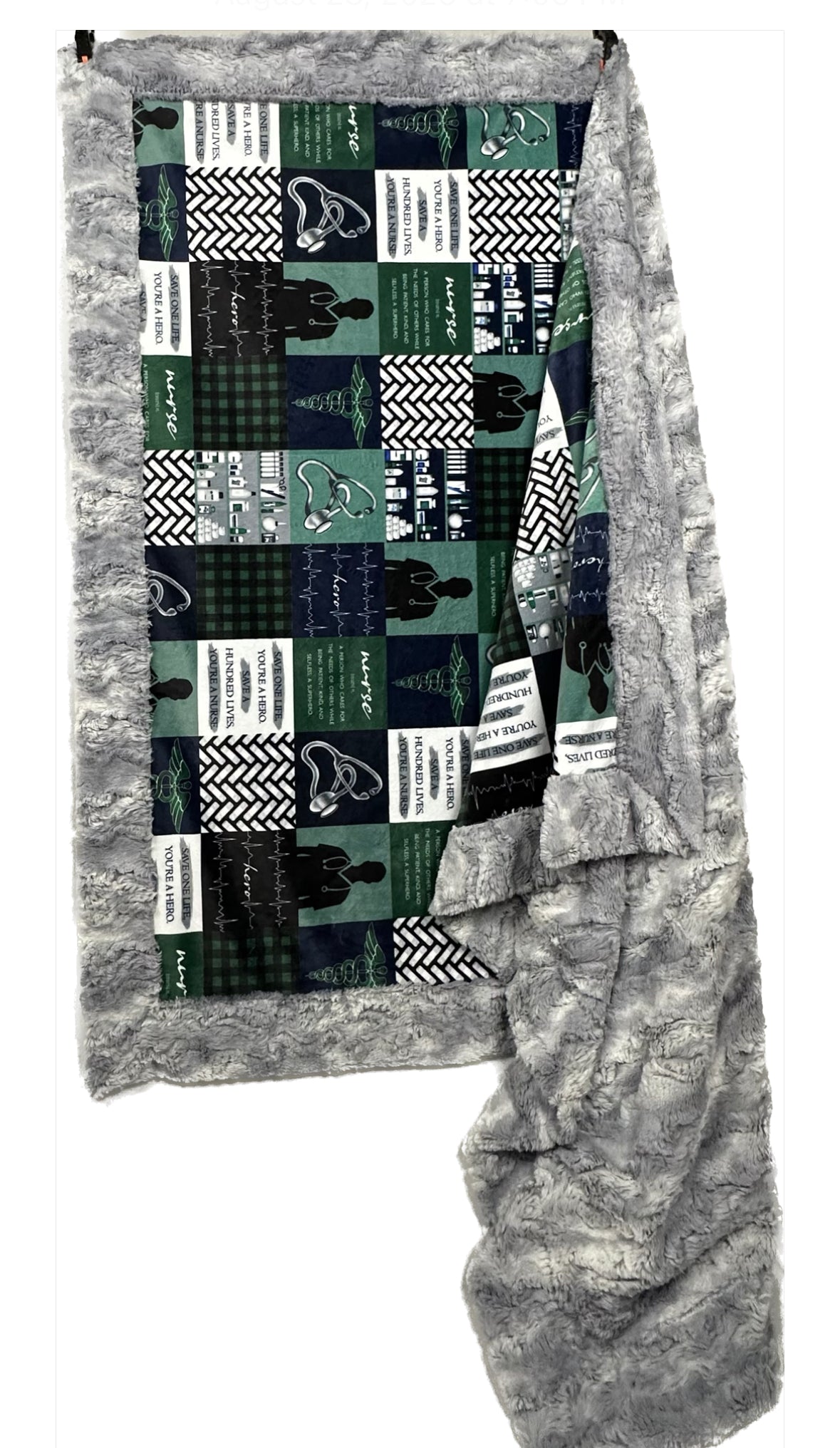 Premium R.N. Evergreen & Blue Nurse Design Large Fleece Blanket 56