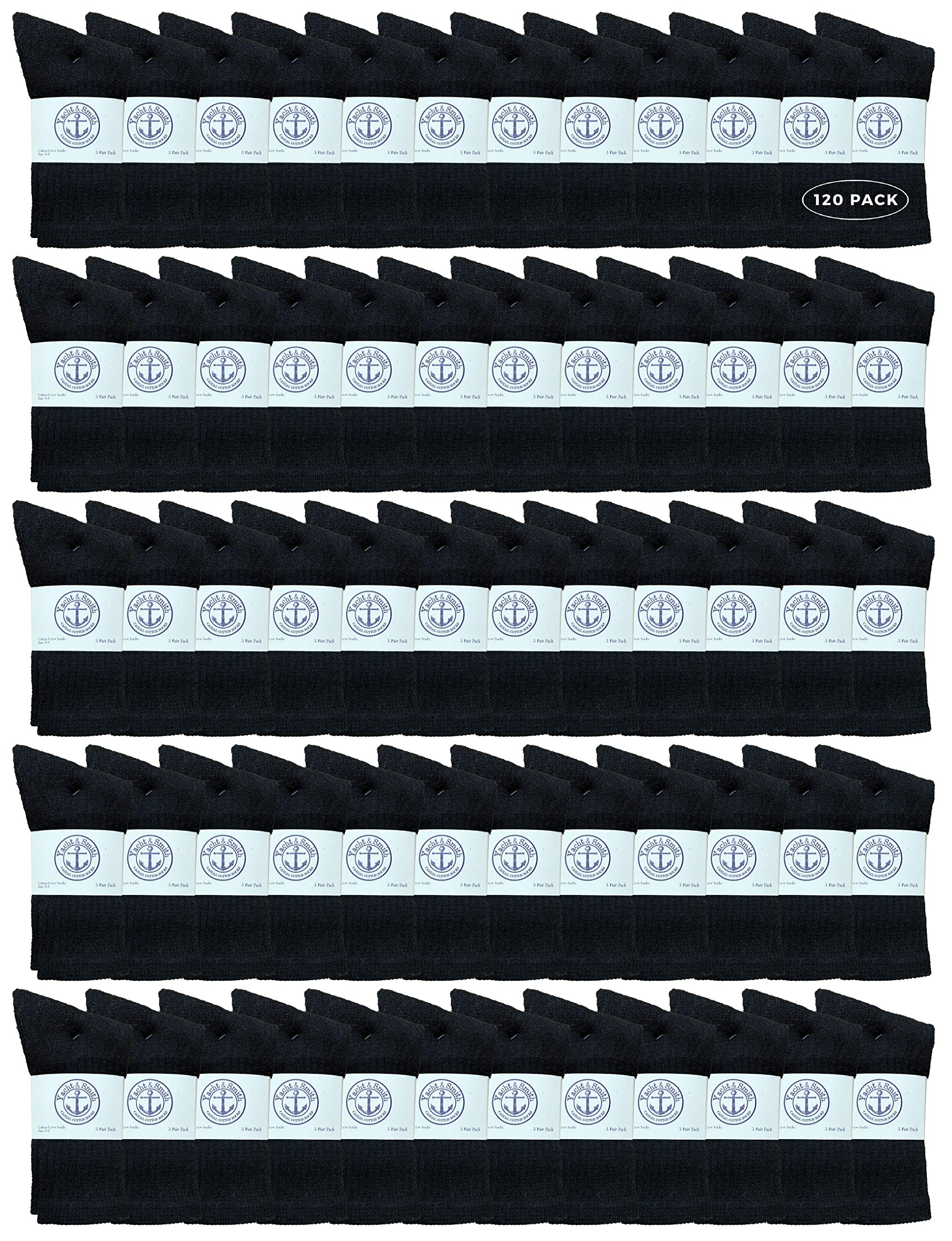120 Pairs Yacht & Smith Wholesale Kids Crew Socks - Soft Cotton Casual Socks for Children Size 4-6 - Perfect for School, Sports & Everyday Wear