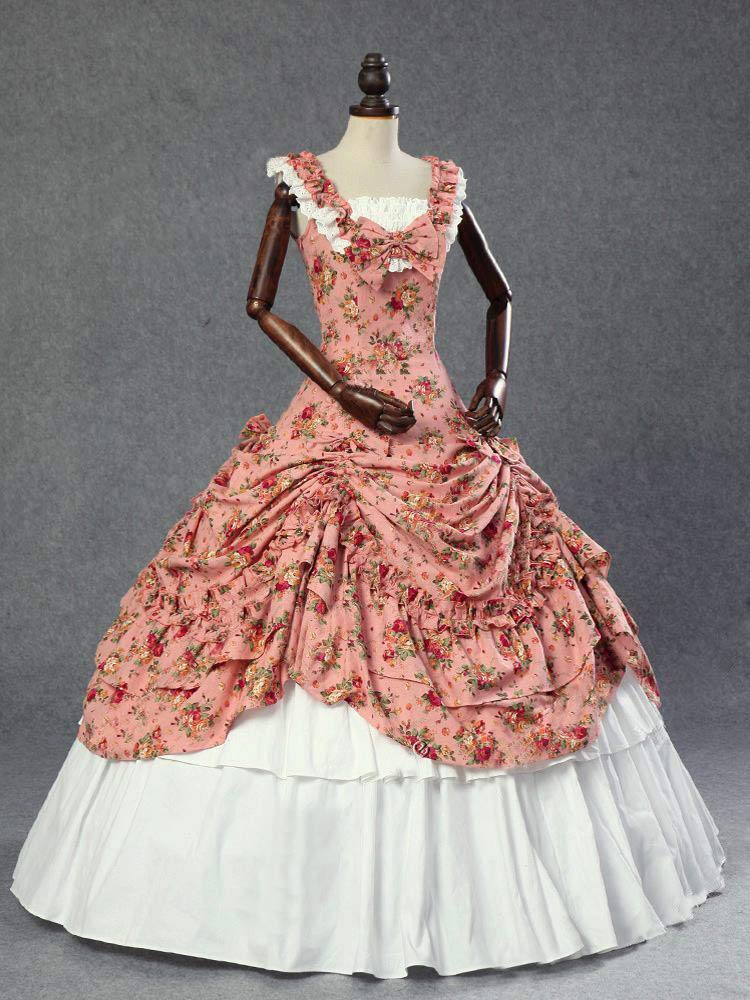 Victorian Ball Gown for Women - Elegant Long Sleeve Party Dress with Rococo Embroidery | Perfect for Masquerade Balls, Renaissance Fairs & Historical Reenactments