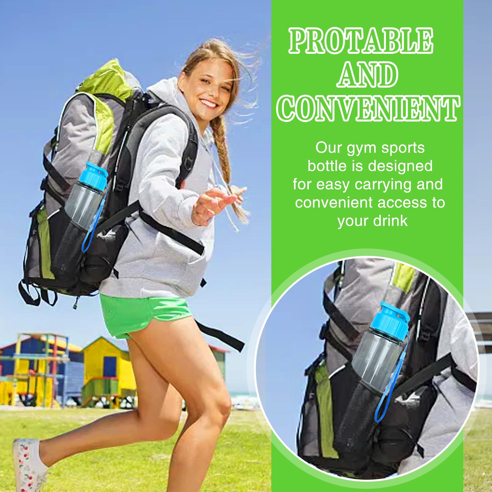 4-Pack 19oz Plastic Water Bottles with Handle Strap - BPA-Free Large Sport Drink Bottles for Gym, School, Outdoor Activities | Perfect for Cycling, Camping, Fitness & Classroom Use
