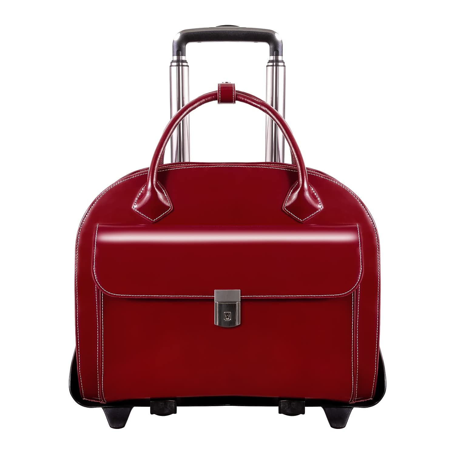 McKlein W Series Red Leather Laptop Rolling Briefcase 94366 - Professional Business Travel Carry-On for Work & Office Commute