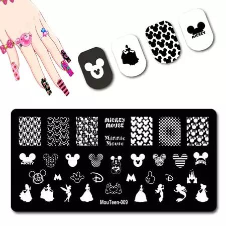 Cartoon Nail Stamping Plate Set - Reusable DIY Nail Art Kit with Princess Designs for Manicure - Perfect for Home Salon, Parties & Gift Giving (7-Piece Set)