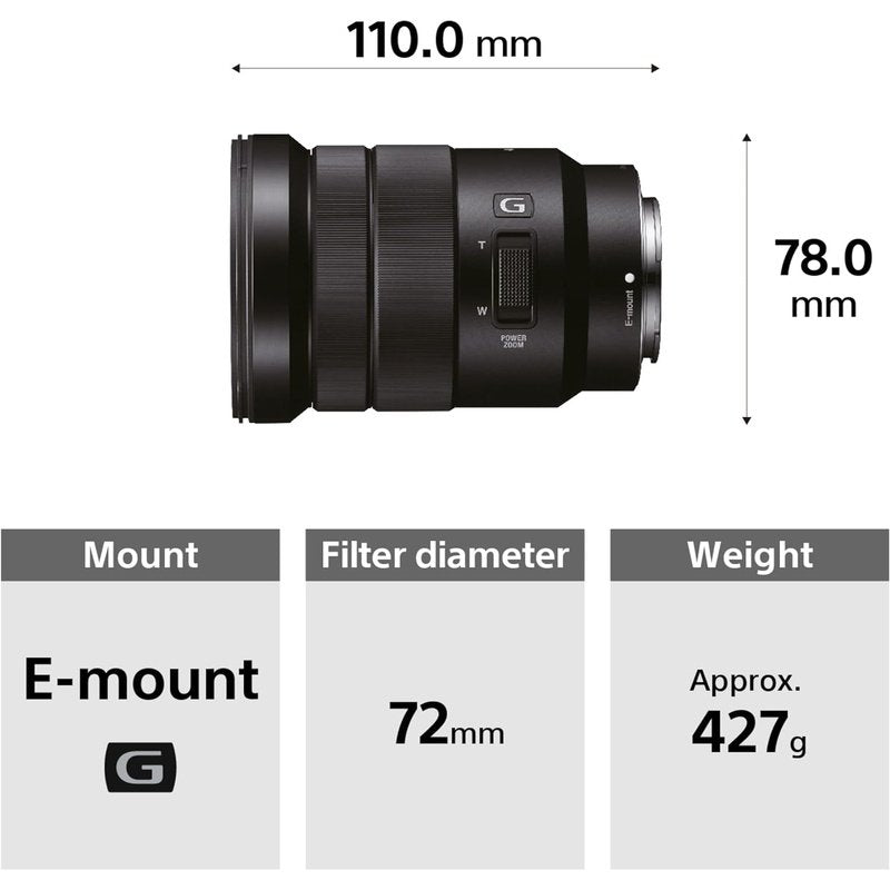 Sony E PZ 18-105mm F4 G OSS Lens for Sony E-Mount Cameras - Black | Perfect for Vlogging, Travel & Professional Videography