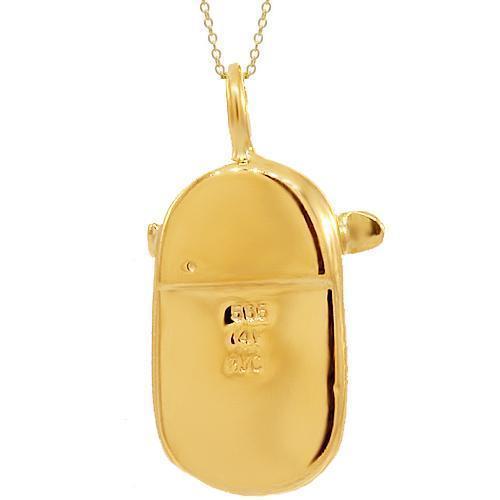 14K Yellow Solid Gold Diamond Baby Shoe Pendant Necklace - 0.07 Carat Genuine Diamond Charm for Newborn Gifts & Christening Jewelry - Perfect for Baby Showers, Baptisms & First Birthday Presents