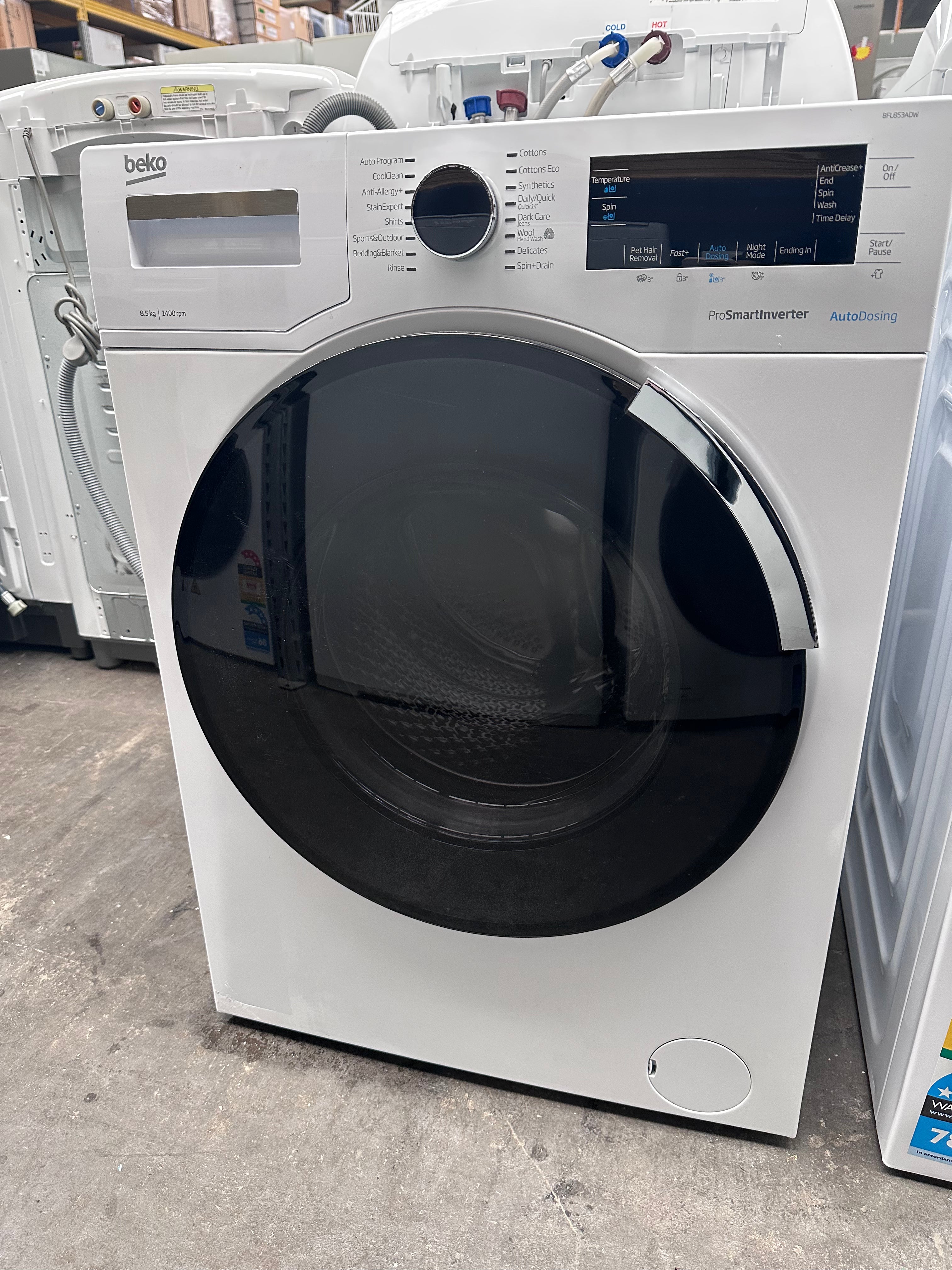 Beko 8.5kg Front Load Washing Machine - Energy Efficient, Refurbished - Perfect for Apartments & Small Laundry Rooms