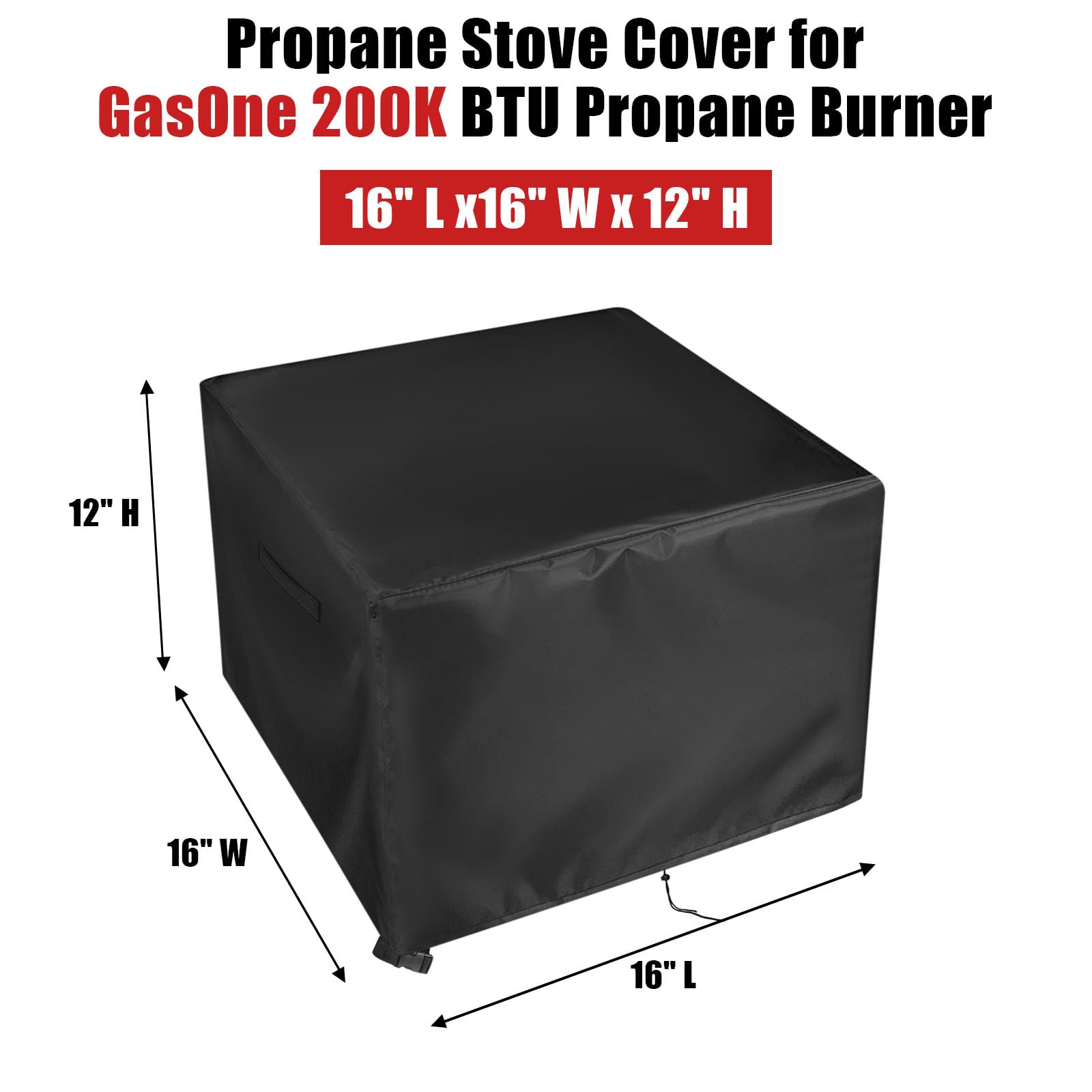 GasOne 200K BTU Propane Burner Cover - Waterproof Outdoor Single Burner Stove Cover (16x16x12 Inch) for Home Brewing, Turkey Frying & Camping Cooking - Perfect for Backyard BBQs, Tailgating & Outdoor Adventures