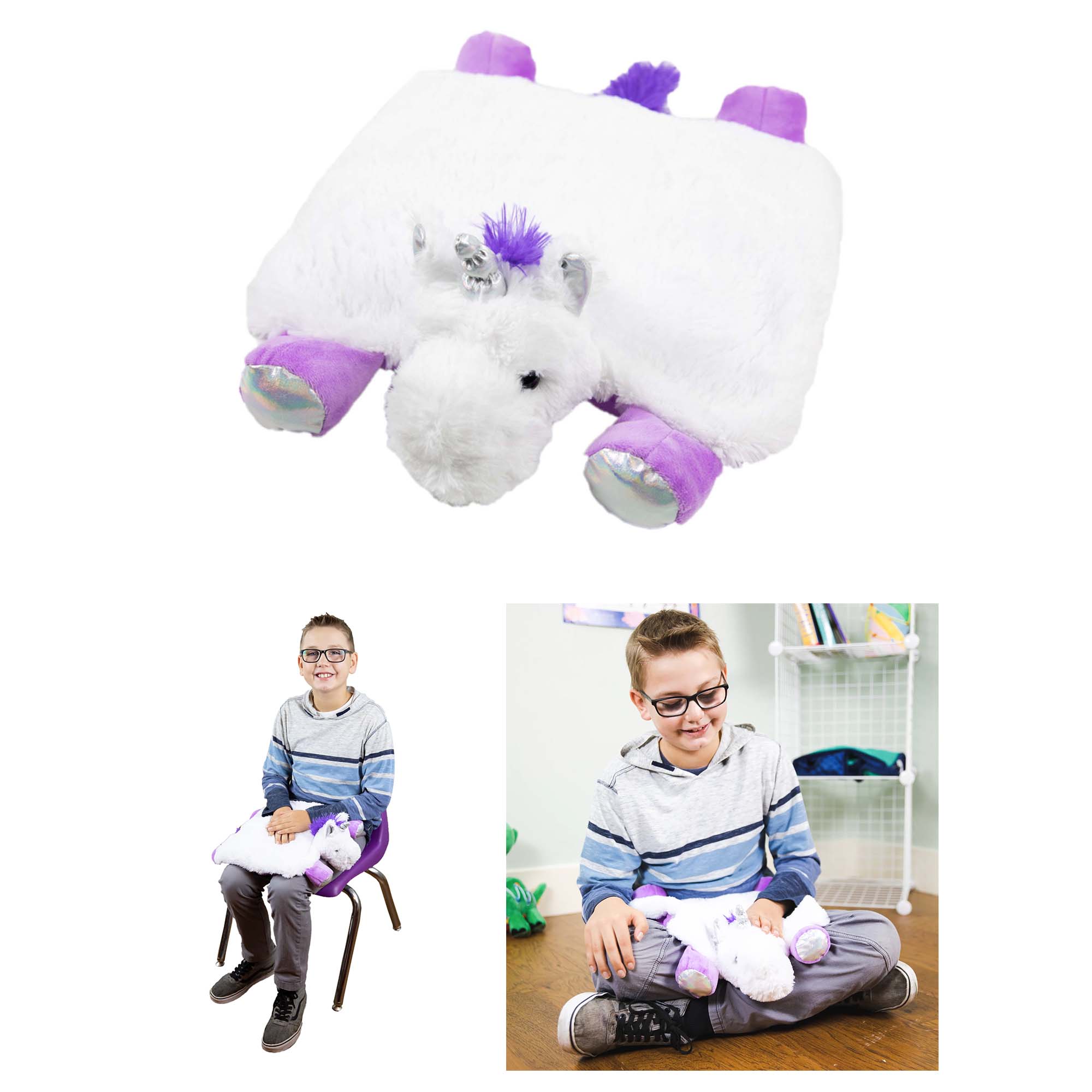 Bouncyband Unicorn Sensory Weighted Lap Pad for Kids - Soft, Washable & Comforting Plush Toy for Anxiety Relief, Focus & Calm - Perfect for Home, School & Travel Use