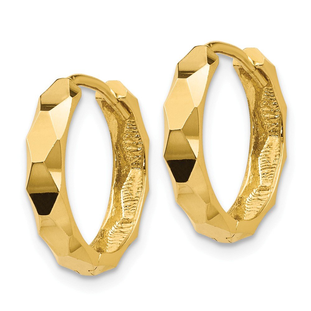 14K Yellow Gold Shiny-Cut Hoop Earrings TL568 - Elegant Everyday Jewelry for Women, Perfect for Parties, Weddings & Gifts