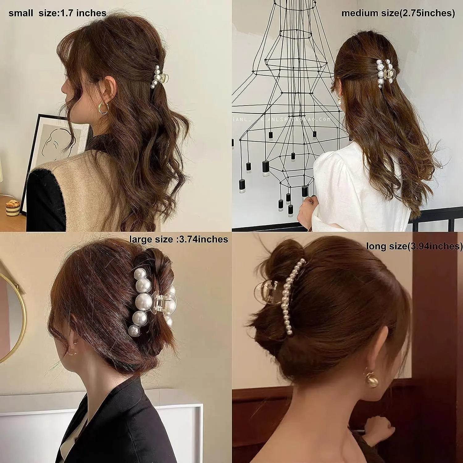 Elegant Large Pearl Hair Claws for Women - Korean Style Acrylic Hair Clips, Big Size Barrettes & Shark Clips - Fashion Hair Accessories for Parties, Weddings & Daily Styling