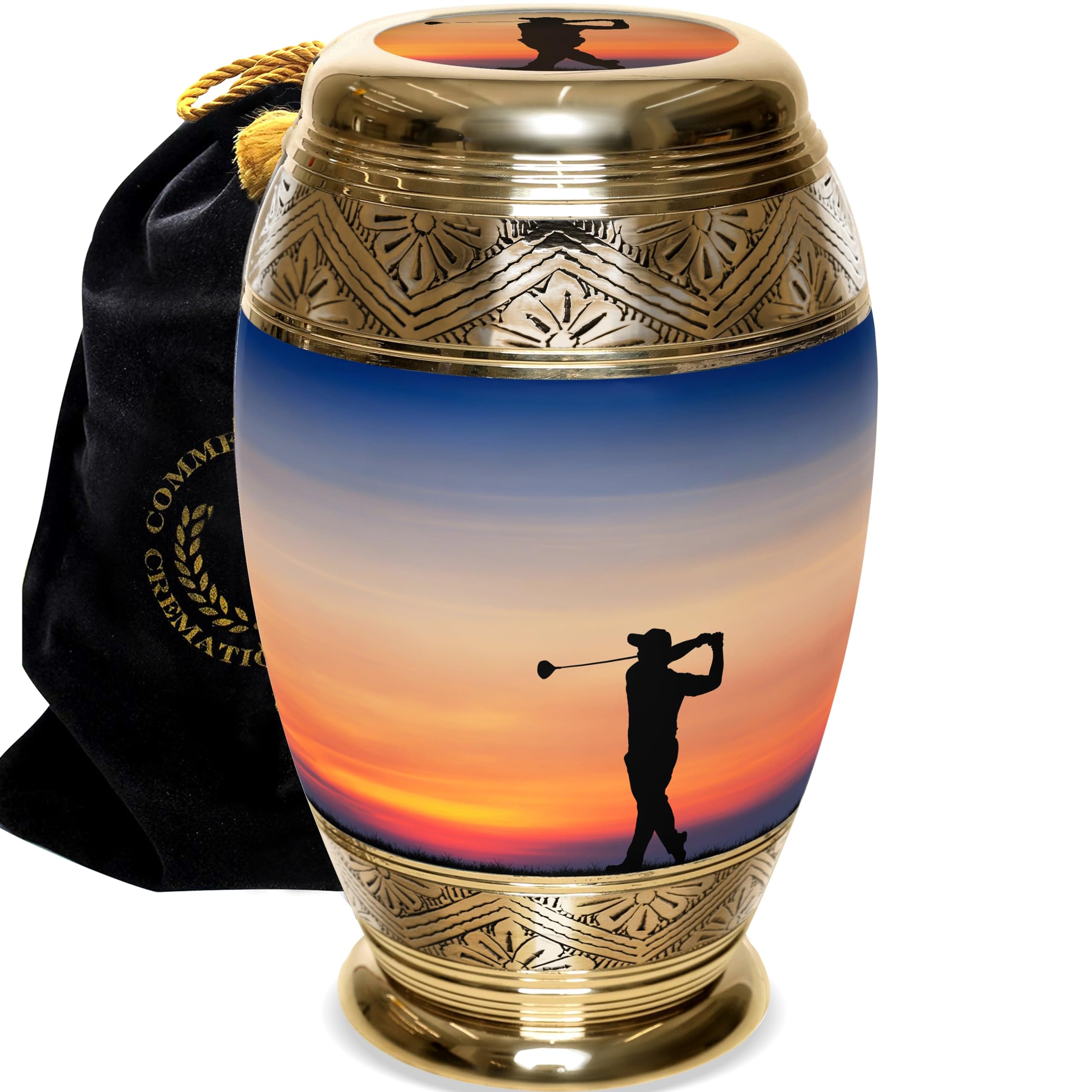 Personalized Golf Themed Cremation Urn for Adult Male Ashes - Handcrafted Large Decorative Urn for Human Ashes - Perfect Memorial for Golf Lovers & Funeral Display