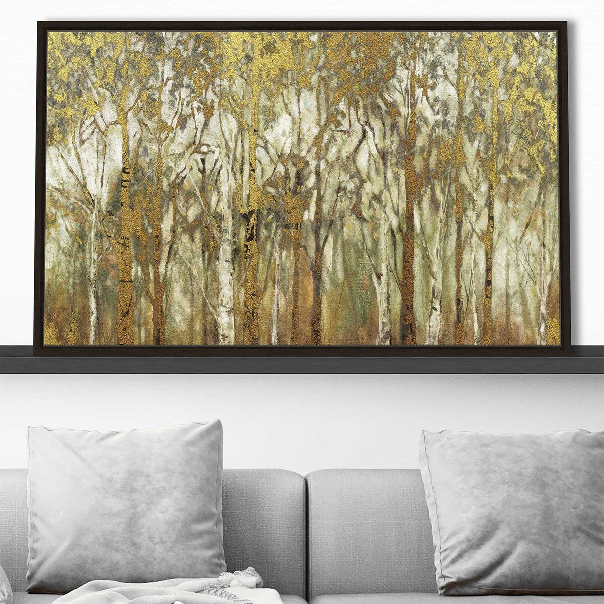 Birch Grove Panoramic Nature Art Print by Carol Robinson - Floating Canvas Wall Decor for Living Room, Bedroom & Office