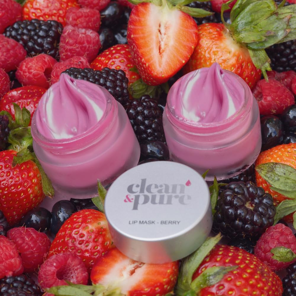 Berry Lip Sleeping Mask - Overnight Hydrating & Plumping Lip Treatment with Collagen Boost - Restore & Moisturize Dry, Chapped Lips - Perfect for Nighttime Lip Care & Winter Lip Protection