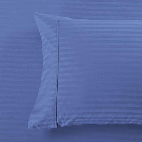Luxury 600 Thread Count Damask Stripe King Pillowcase Set (2-Pack) - Premium Soft Bedding for Ultimate Comfort - Perfect for Master Bedroom, Guest Room & Hotel Use - Periwinkle Blue