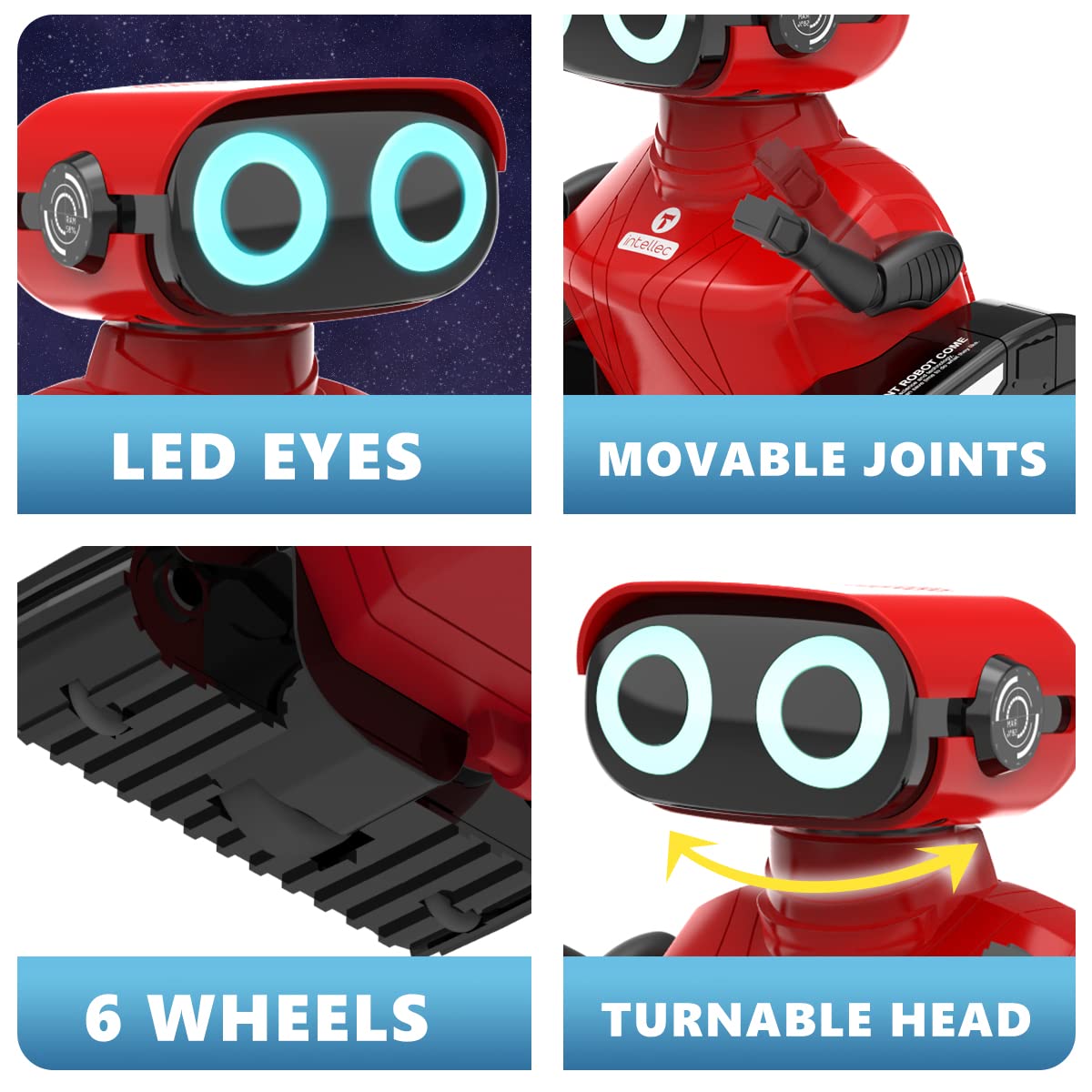 GILOBABY Remote Control Robot Toy for Kids - Interactive RC Robot with LED Eyes, Flexible Head & Arms, Dance Moves & Music - Best Birthday Gift for Boys & Girls Ages 3+ (Red) | STEM Learning Toy, Party Entertainment & Playtime Companion