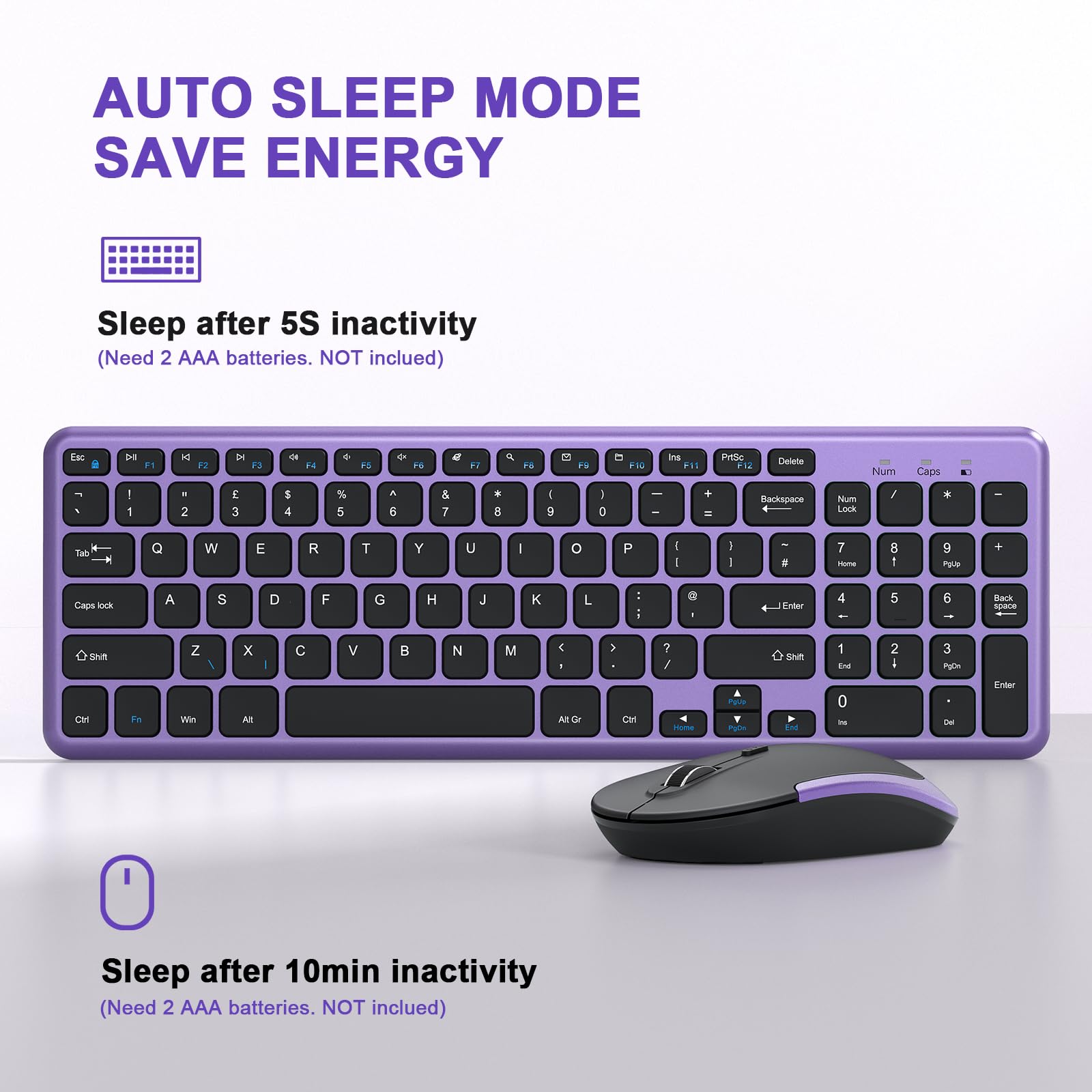 Wireless Keyboard and Mouse Combo - 2.4GHz Ergonomic Slim USB Set with Receiver for Windows PC/Laptop - QWERTY UK Layout - Perfect for Home Office, Gaming & Productivity