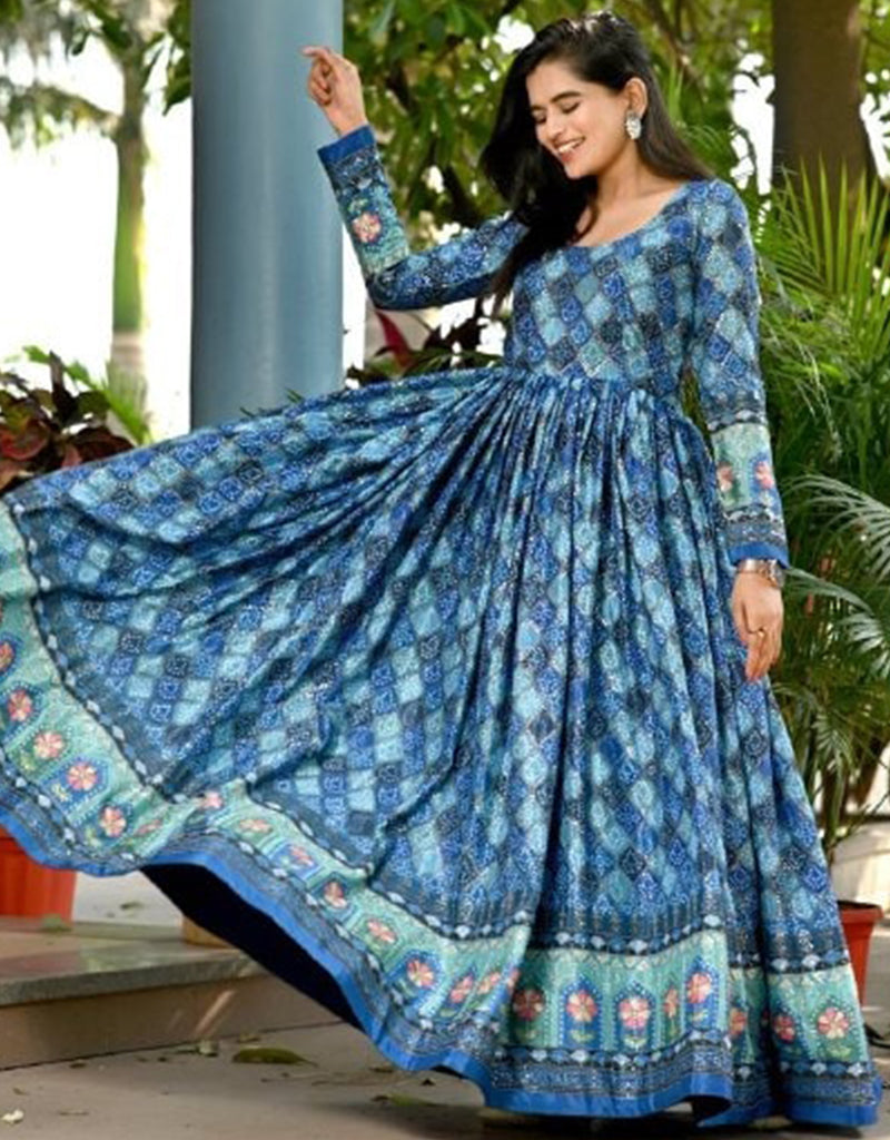 Stylish Blue Designer Functional Wear Heavy Ready-Made Gown for Women - Perfect for Weddings, Parties & Special Occasions