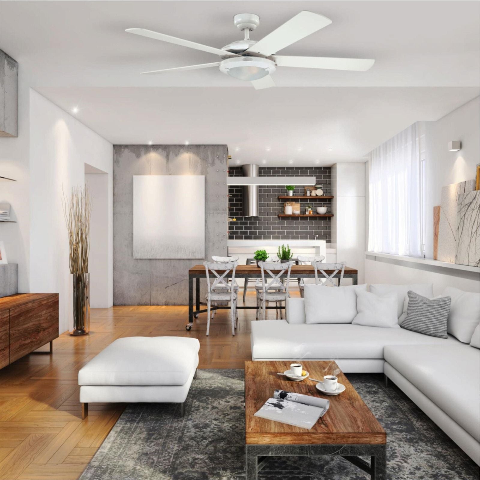 Westinghouse Comet Ceiling Fan with Light - 52 Inch Indoor/Outdoor Modern Bladeless Fan - Perfect for Bedroom, Living Room, Patio & Office