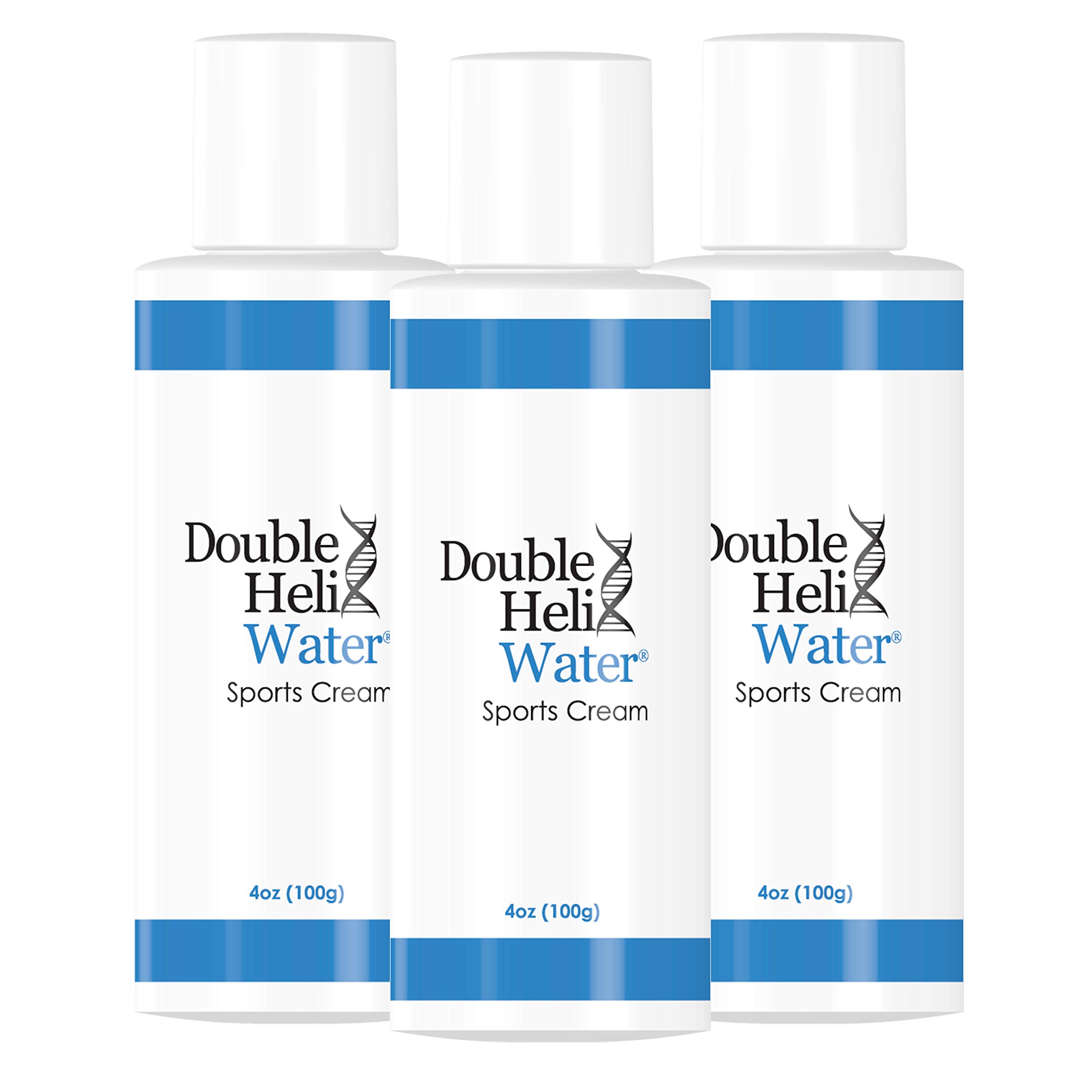Double Helix Water Sports Cream (3-Pack) – Soothe Sore Muscles, Sprains, Aching Joints & Back Pain – Fast-Acting Therapeutic Relief with Double Helix Water Technology (4 oz) | Perfect for Athletes, Gym Recovery & Post-Workout Pain Relief