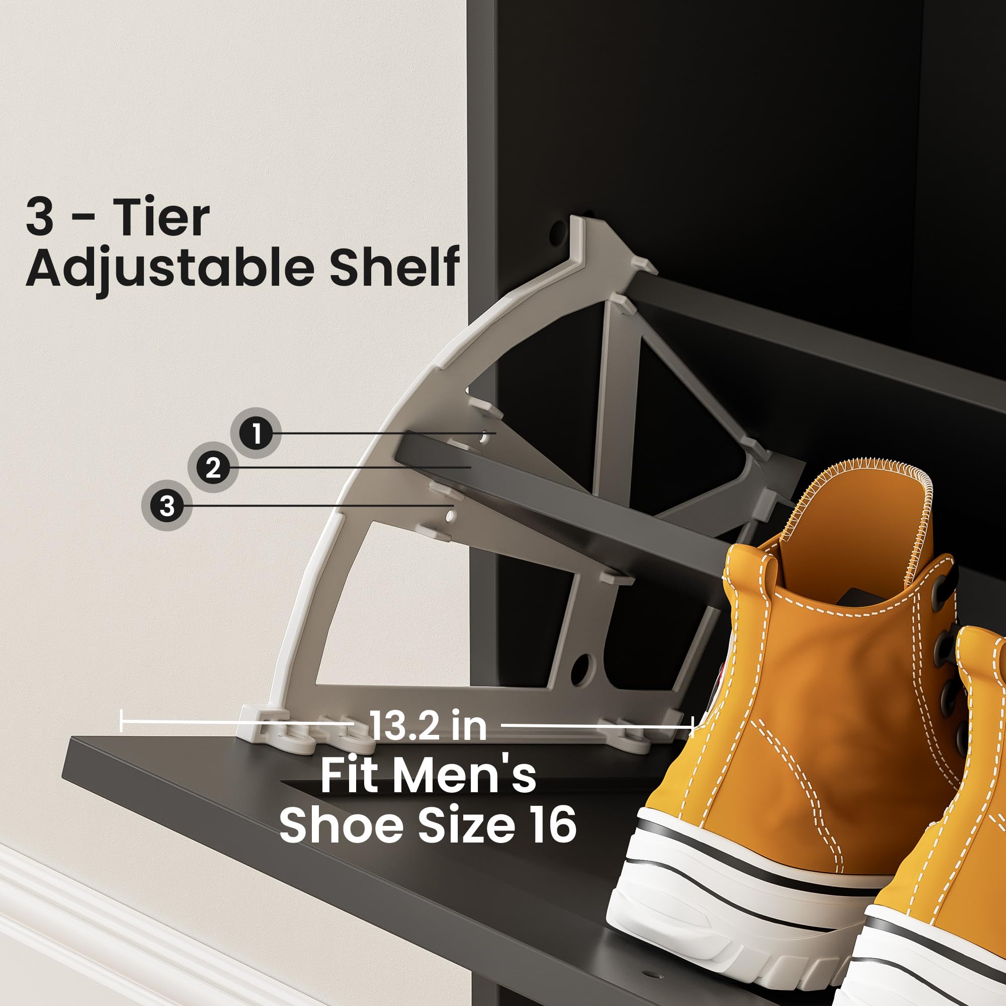 **Anystyle Rattan Black 3-Tier Flip Drawer Shoe Cabinet - Boho Narrow Shoe Storage Organizer for Entryway, Closet & Hallway - Wooden Shoe Rack for Small Spaces, Home & Apartment Decor**
