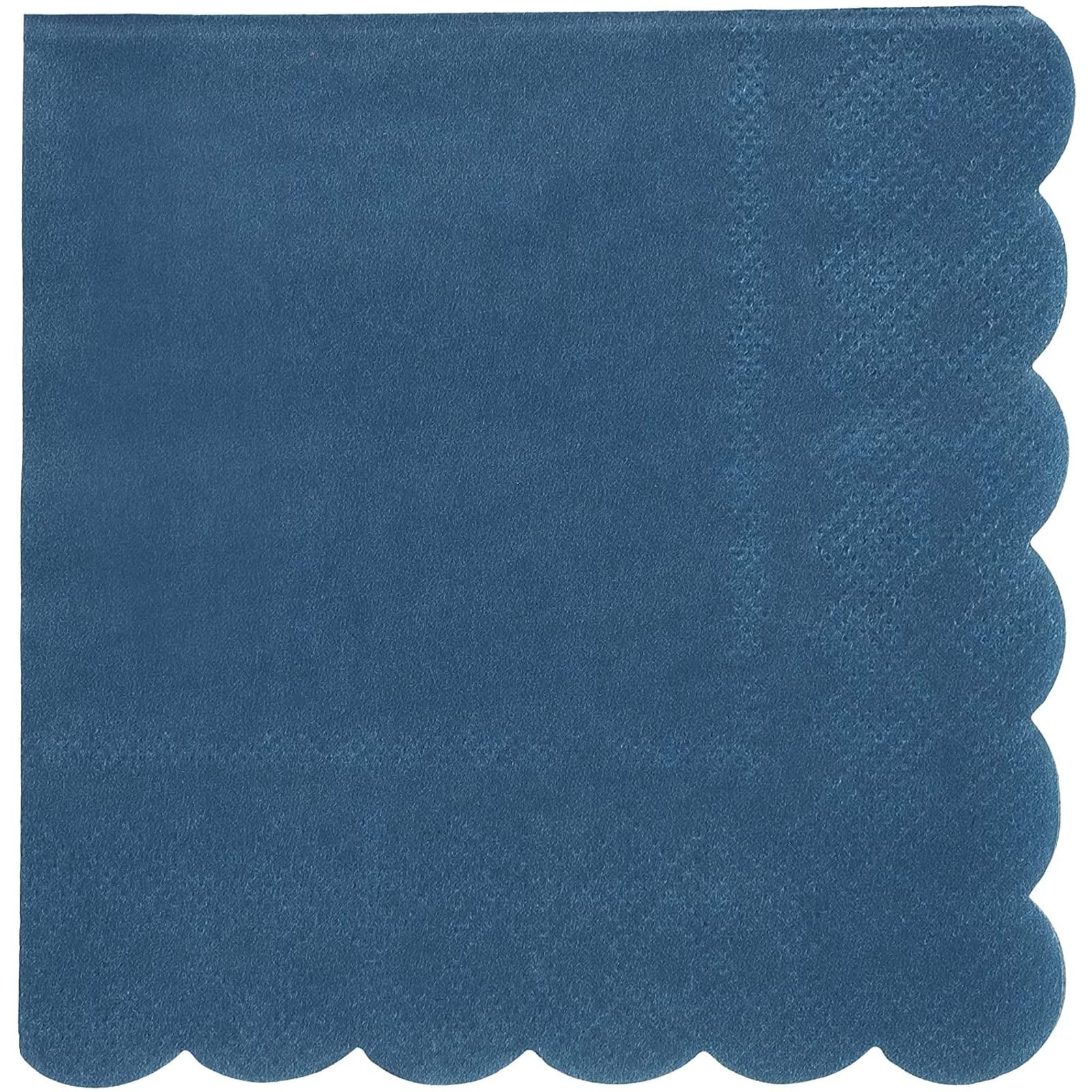 Juvale 100-Pack Navy Blue Disposable Paper Napkins, 5x5 Inch Scalloped Cocktail Napkins for Parties, Weddings, Bars & Events - Elegant & Absorbent Dinnerware Accessories