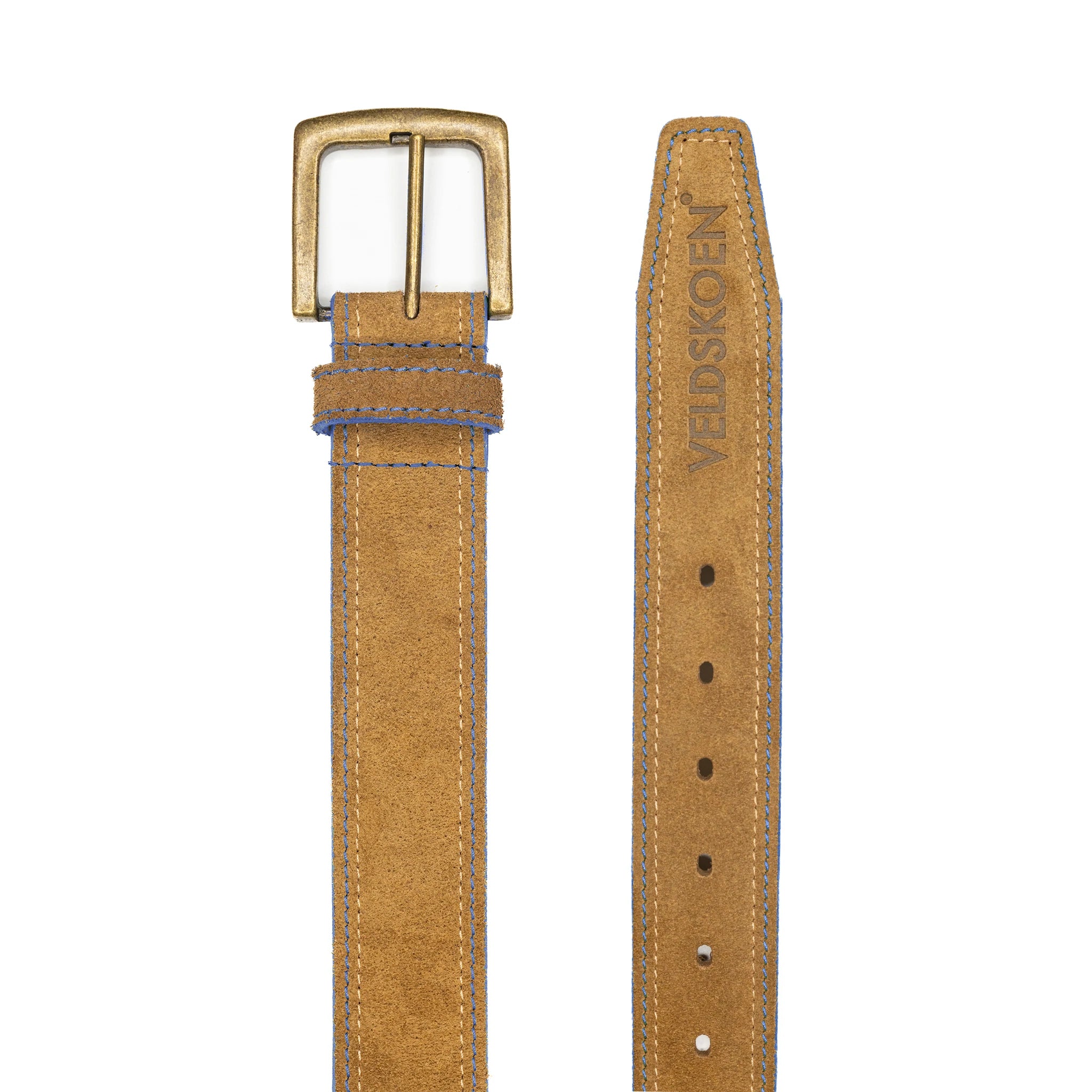 J Bay Men's 40mm Genuine Leather Belt with Blue Stitching - Classic Casual & Business Dress Accessory for Office, Wedding & Everyday Wear