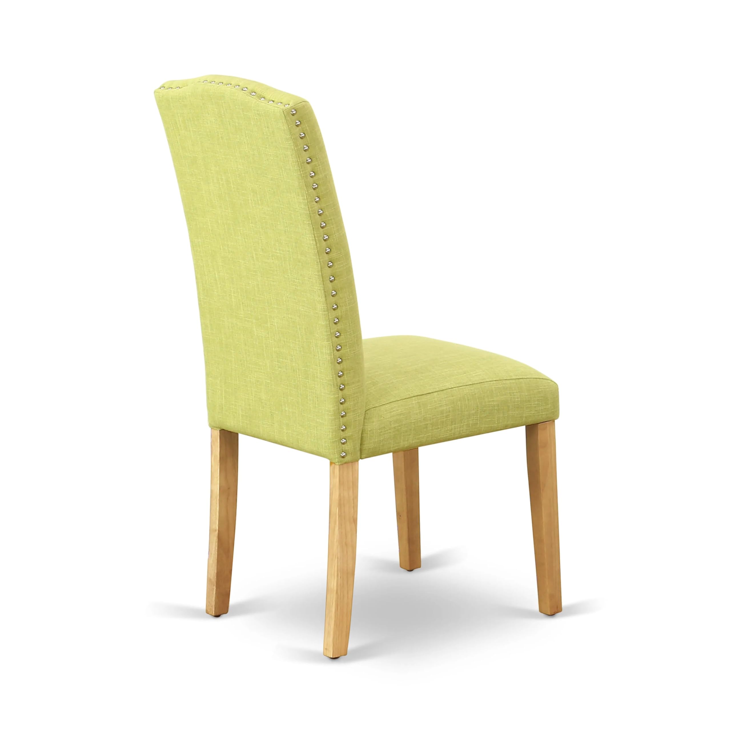 East West Furniture 3-Piece Kitchen Table Set - Round Oak Dining Table with Pedestal Base & 2 Limelight Linen Fabric Parson Chairs, 36x36 Inch - Perfect for Small Spaces, Breakfast Nooks & Cozy Dining Areas