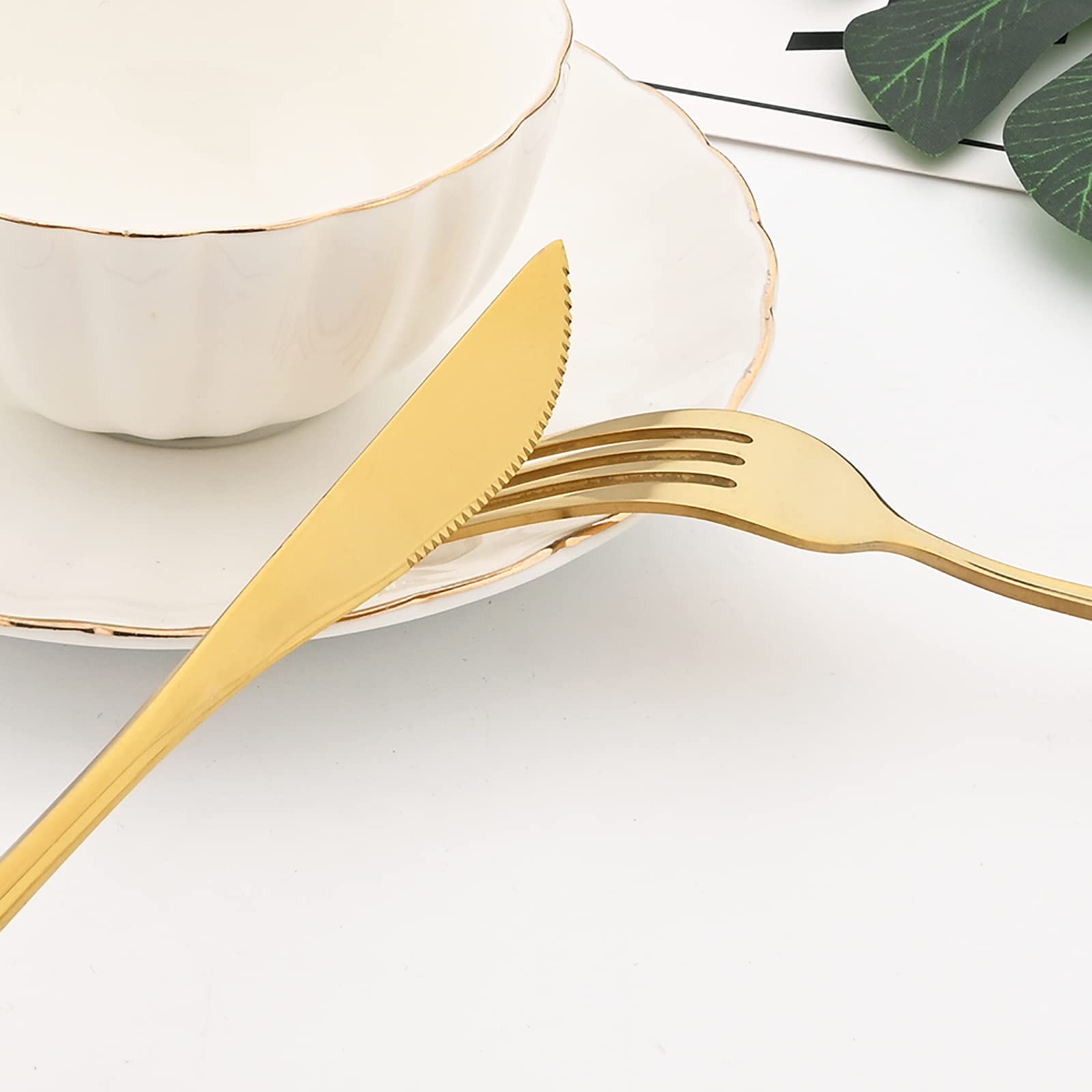 12-Piece Stainless Steel Salad Forks Set - 18/0 Mirror Polished Gold Dessert Forks, 7.48-Inch Modern Flatware for Parties, Weddings & Fine Dining