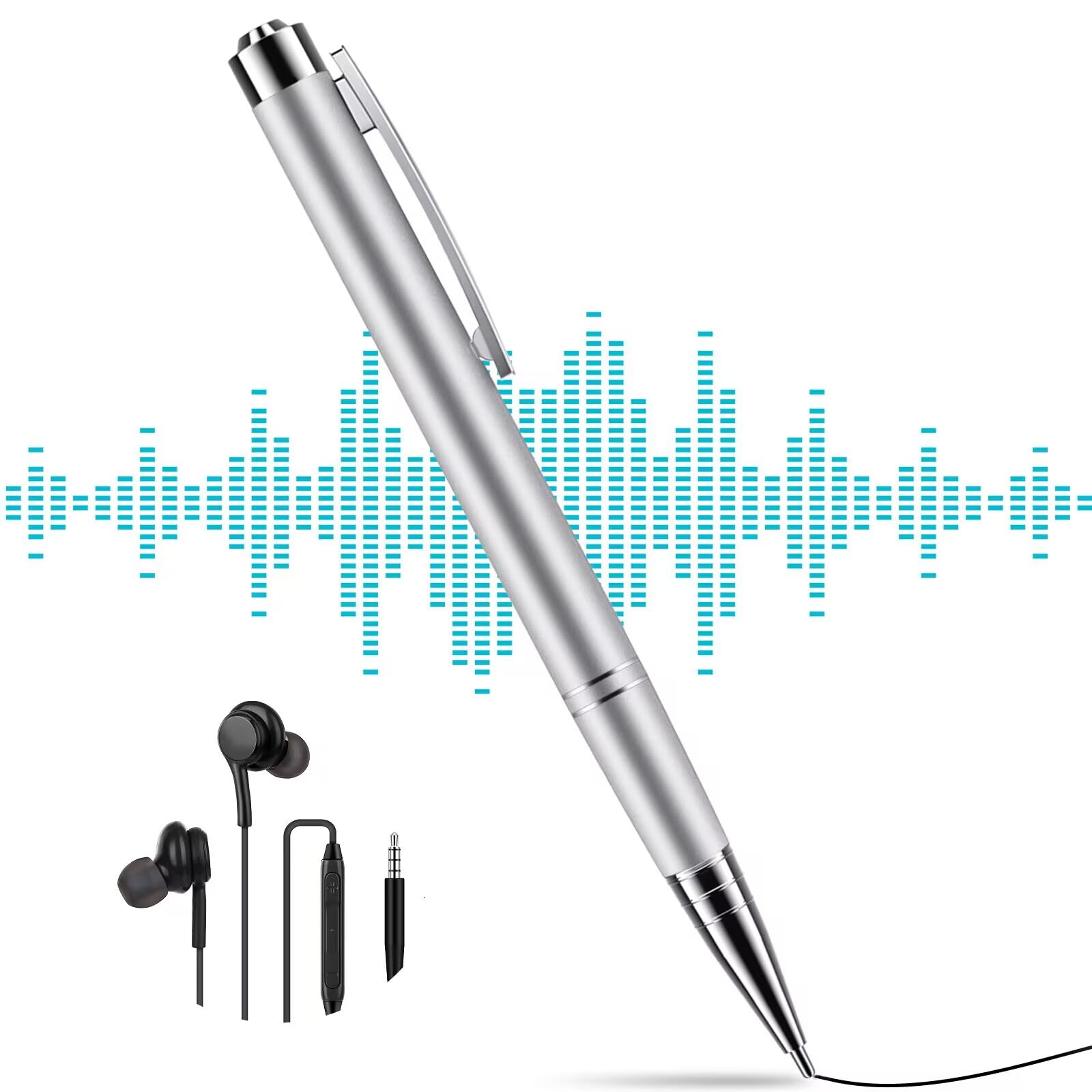 64GB Digital Voice Recorder with Voice Activation - Portable Audio Recording Device for Lectures, Meetings, Interviews, Classes & Concerts | Perfect for Students, Journalists and Professionals (Silver)