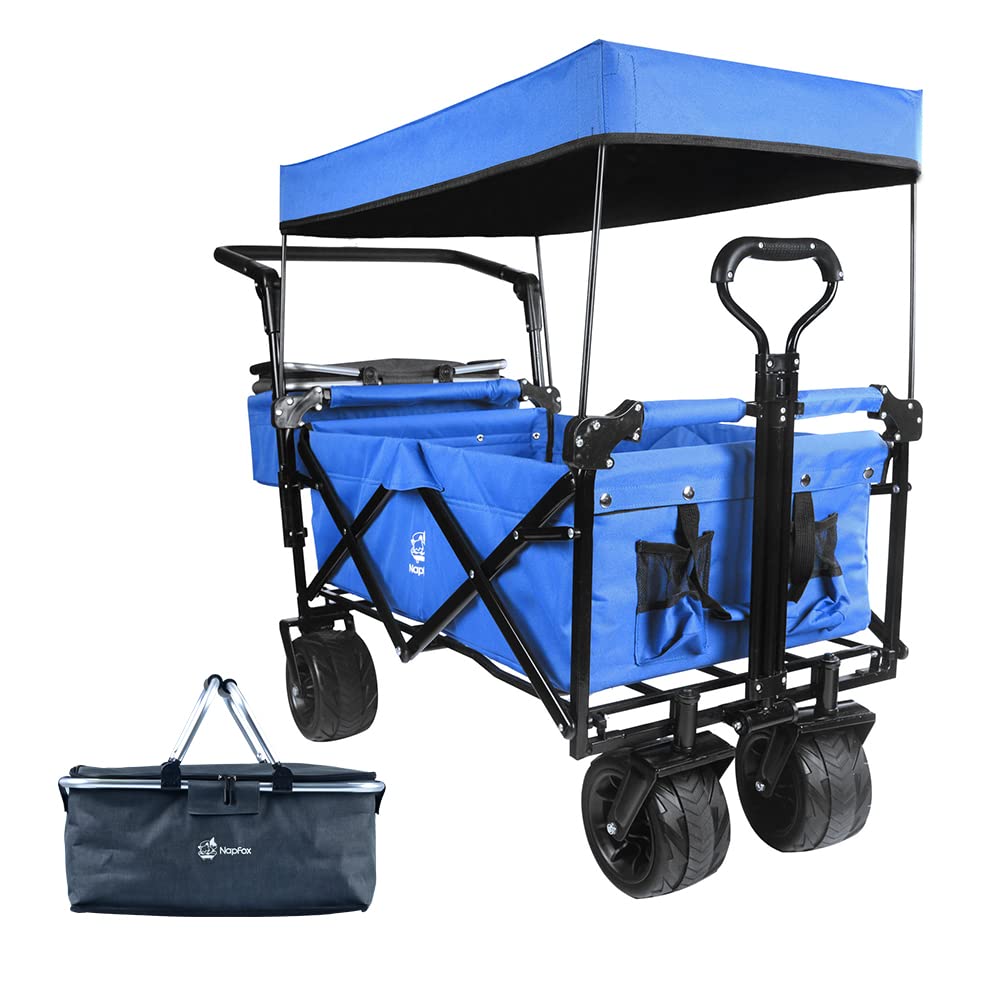 Heavy Duty Collapsible Folding Wagon Cart with Removable Canopy - 4