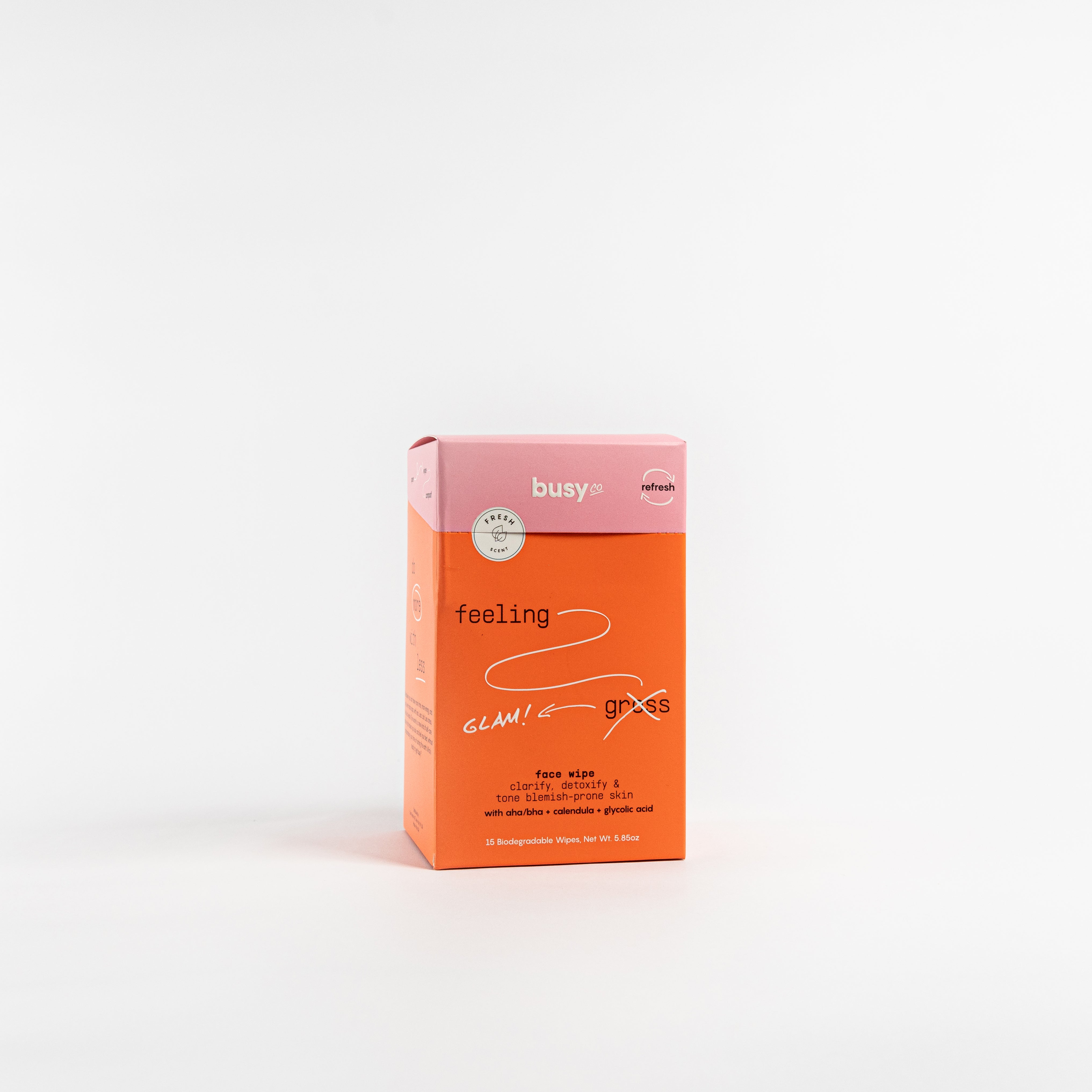 Busy Co. Facial Cleansing Wipes - 15 Count | Gentle Makeup Remover & Skin Refreshing Wipes for Travel, Gym & On-The-Go Use