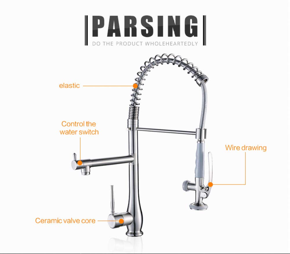 Nickel Brushed Kitchen Faucet with Dual Spray Swivel Spout - Hot & Cold Water Mixer Tap for Modern Sink - Perfect for Cooking, Washing Dishes, and Kitchen Cleaning