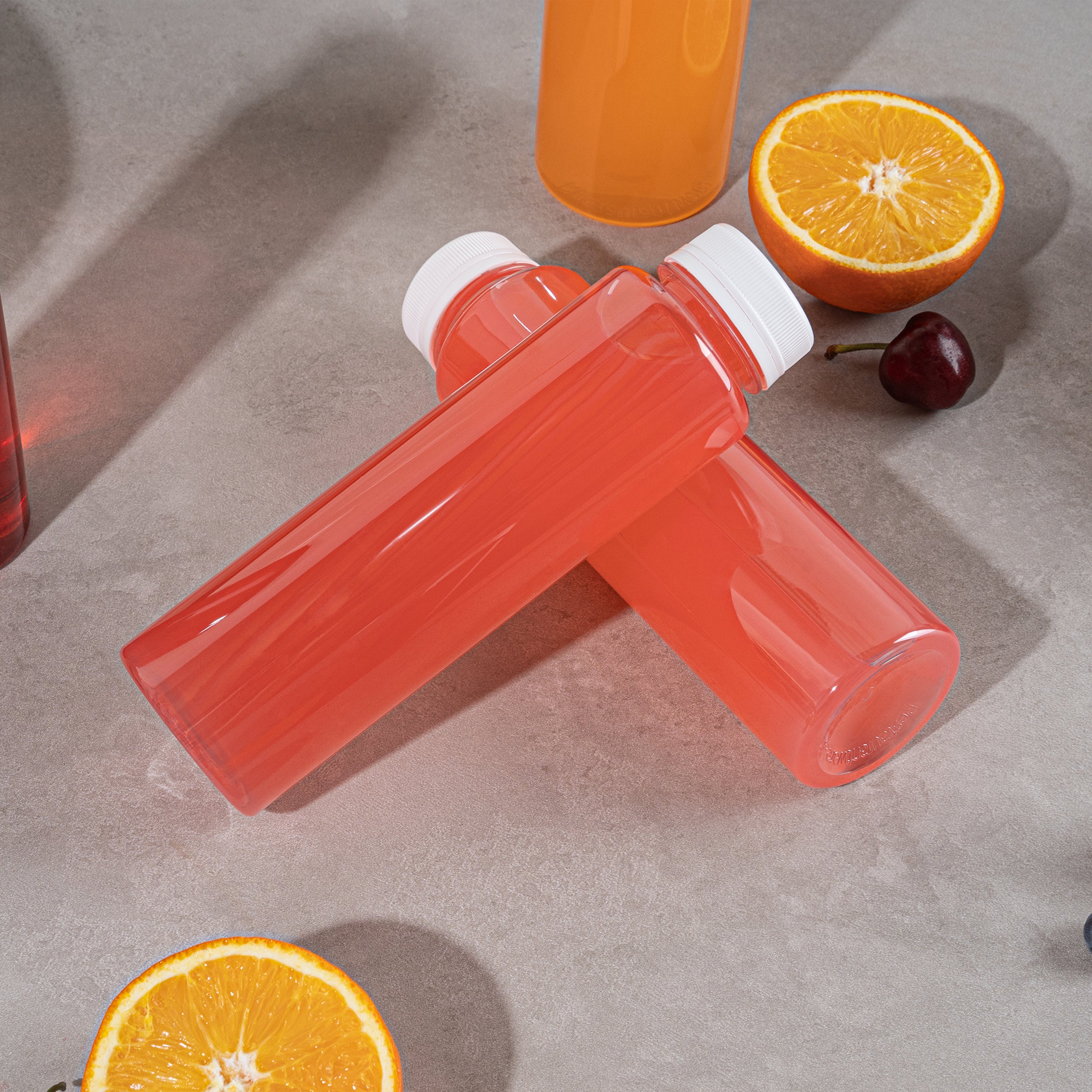 12 oz Clear Plastic Juice Bottles with Safety Cap - Round Cold Pressed Juice Containers (2