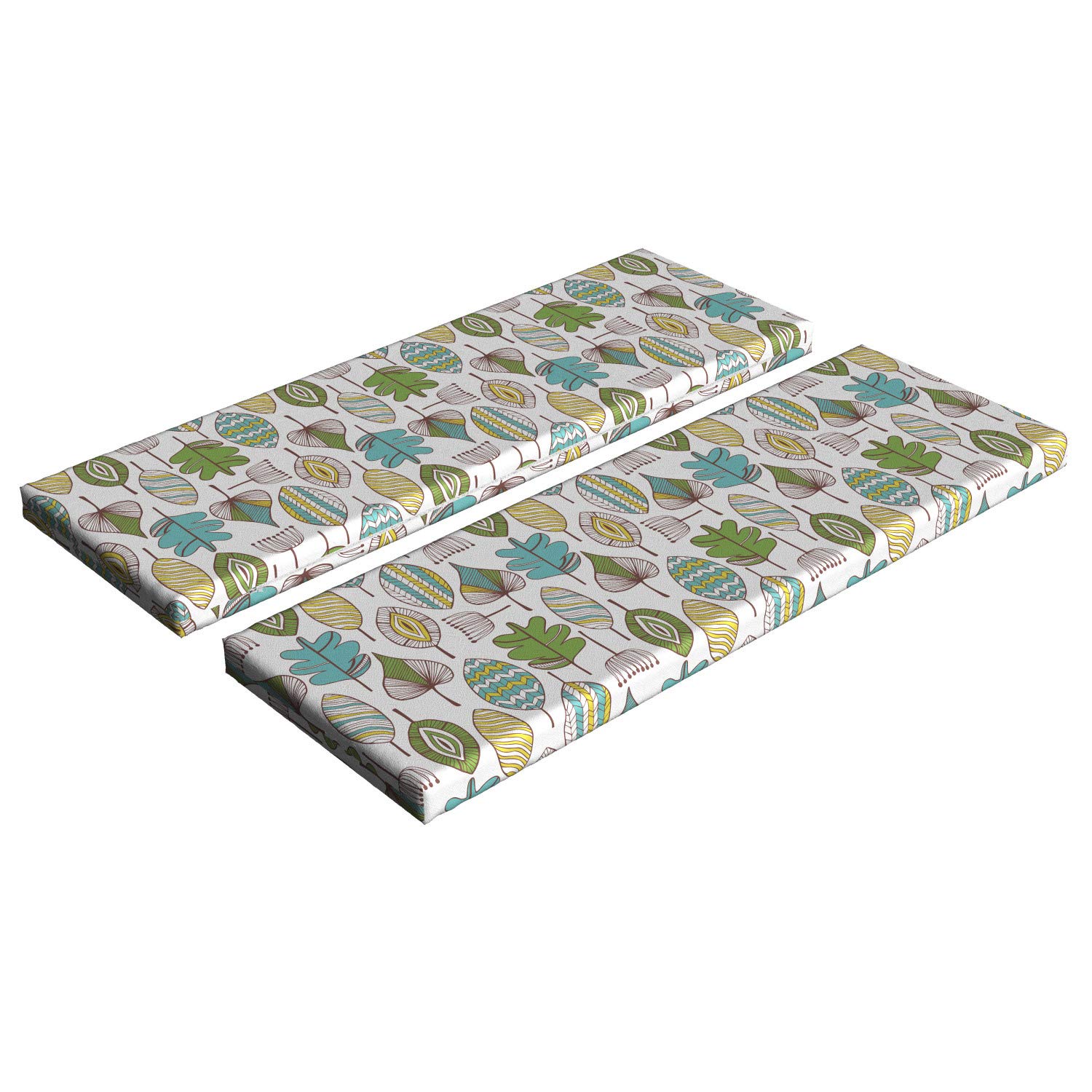 Ambesonne Floral Bench Cushion Set of 2 - Boho Doodle Style with Leaf & Dandelion Design, 45