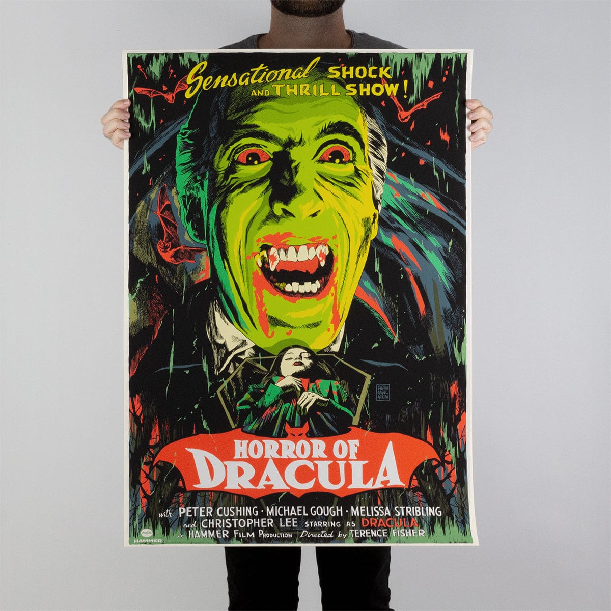 Horror of Dracula Movie Poster - Classic Vampire Film Wall Art for Home Theater, Gothic Decor & Halloween Party Decoration