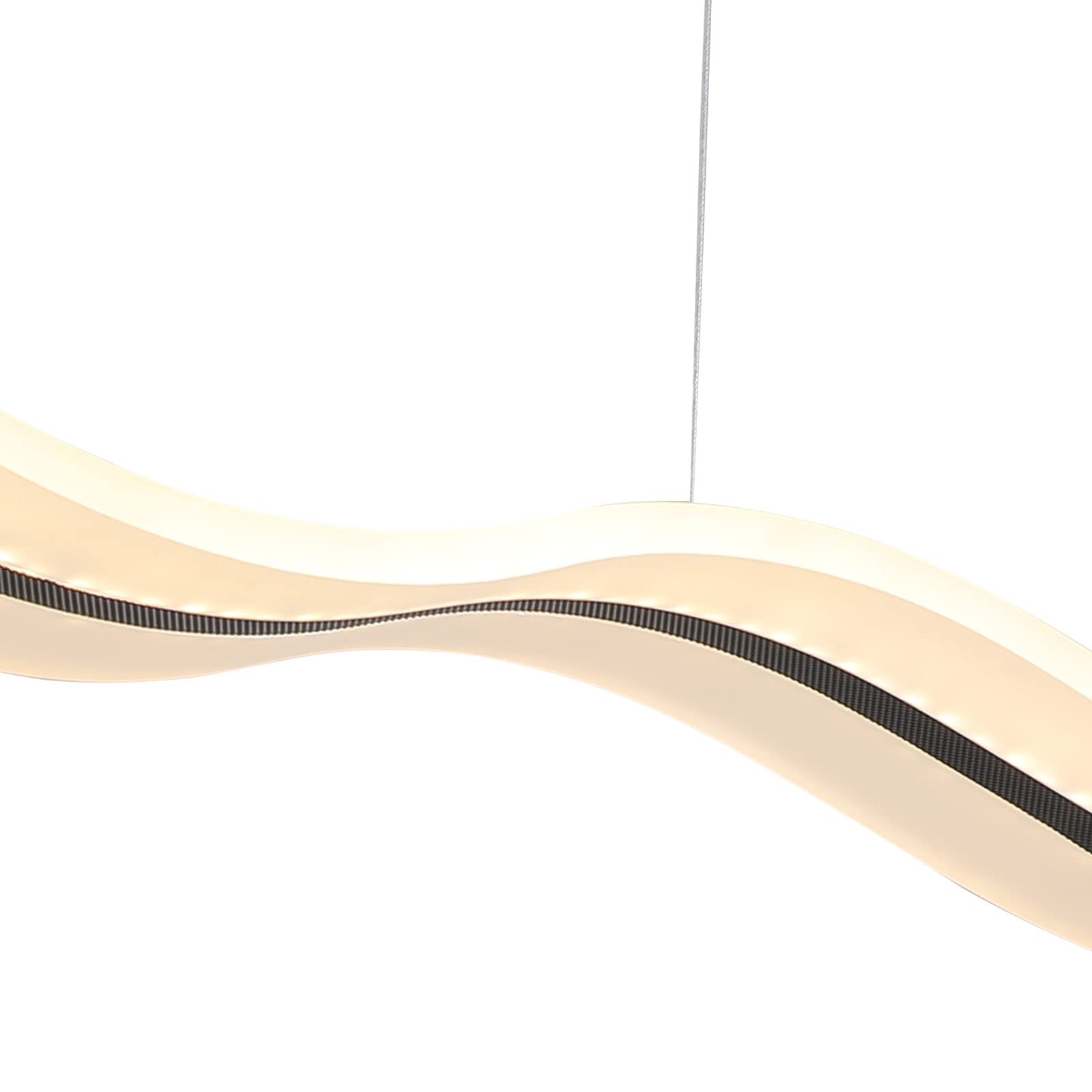 Modern Wave LED Pendant Light with Dimmable Remote Control - Contemporary Hanging Chandelier for Kitchen Island, Dining Room & Living Room Lighting - Perfect for Modern Home Decor & Ambient Lighting