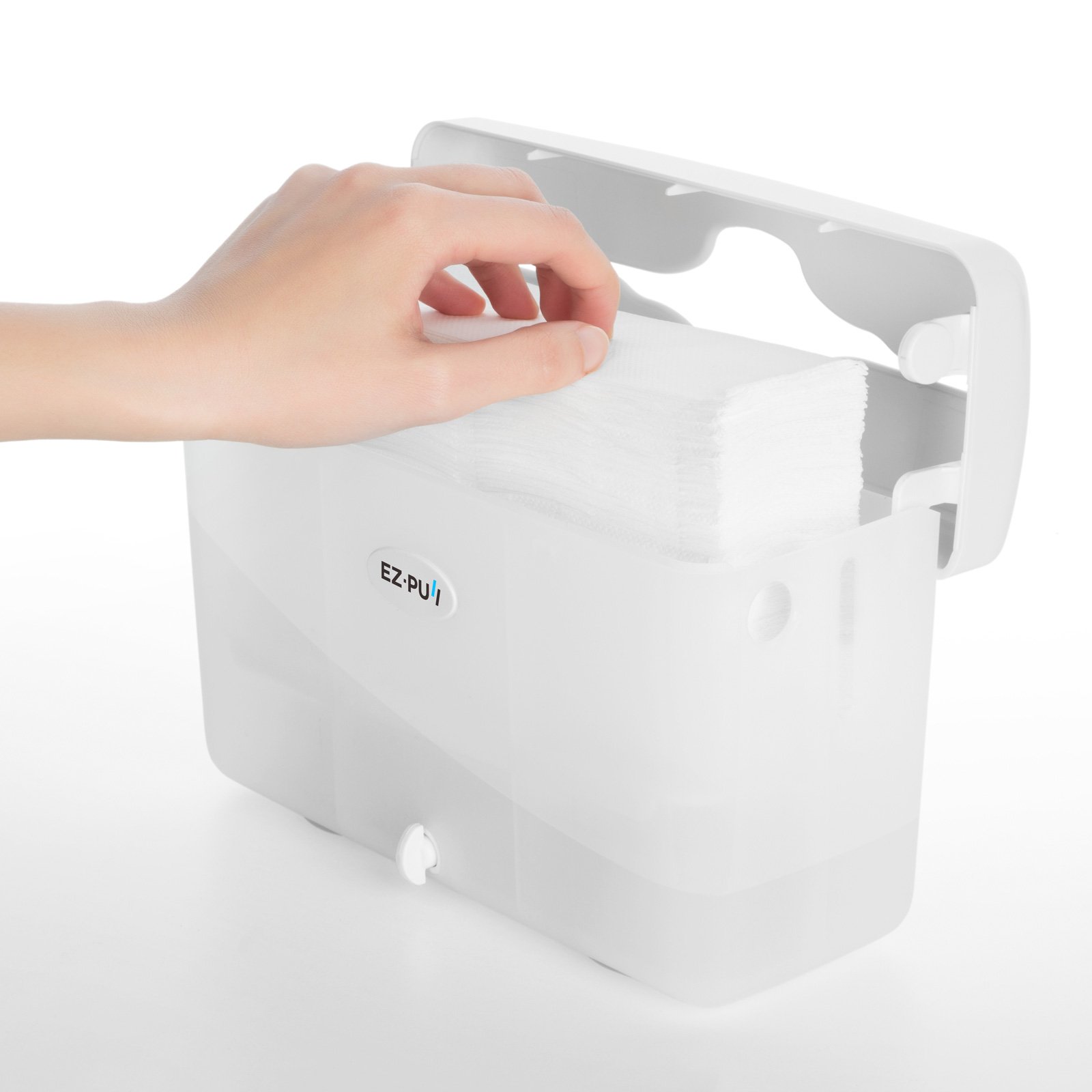 EZbrnd SlimFold Hand Towel Dispenser - White Countertop Paper Towel Holder for Kitchen, Bathroom, Office, RV & Airbnb - Space Saving Guest Towel Solution for Small Spaces & Travel Use