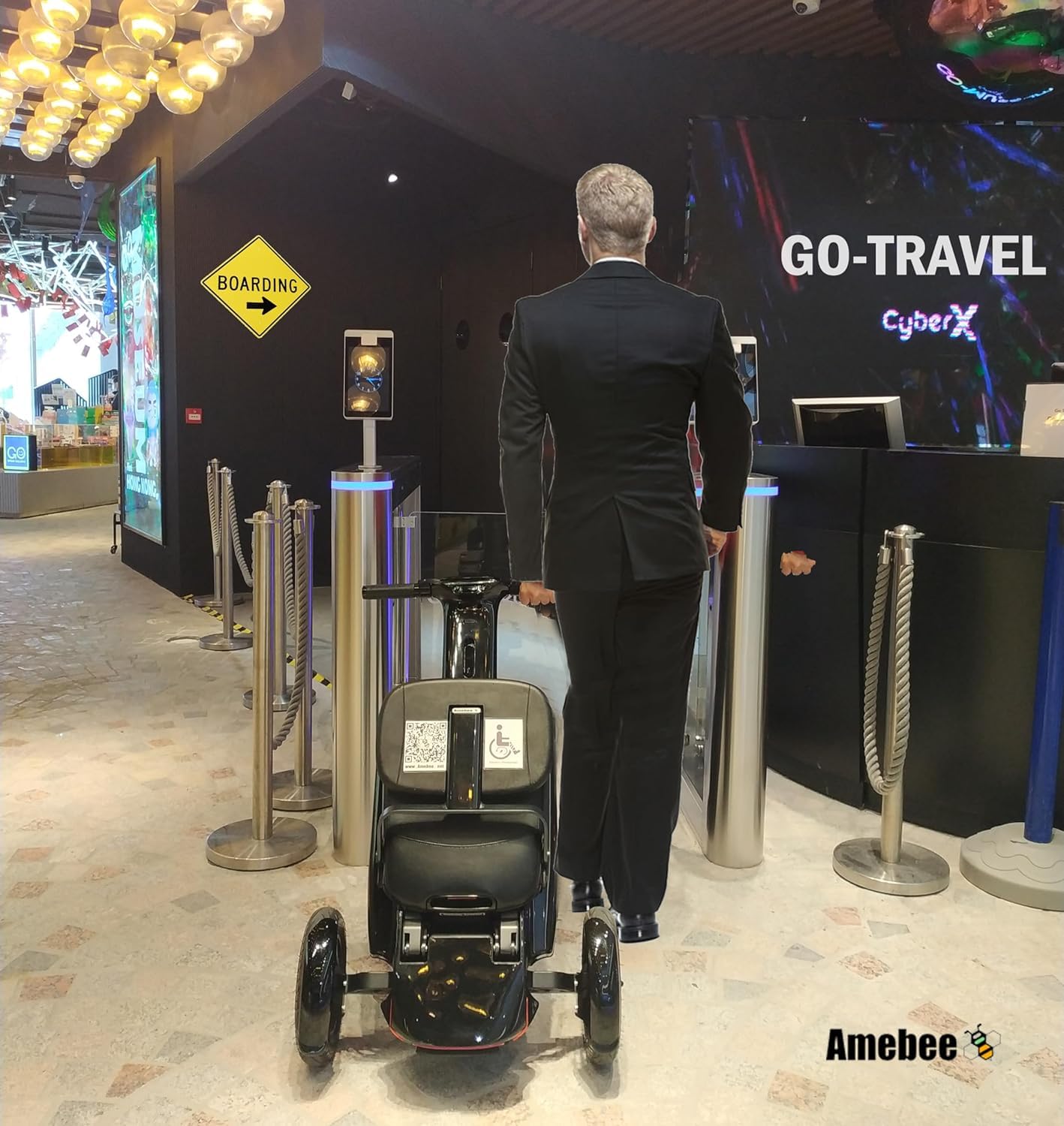 Amebee Foldable Mobility Scooter - Lightweight & Compact Travel Aid for Adults & Seniors - Portable Handicap Scooter with Strong Frame - Perfect for Shopping, Travel & Outdoor Activities