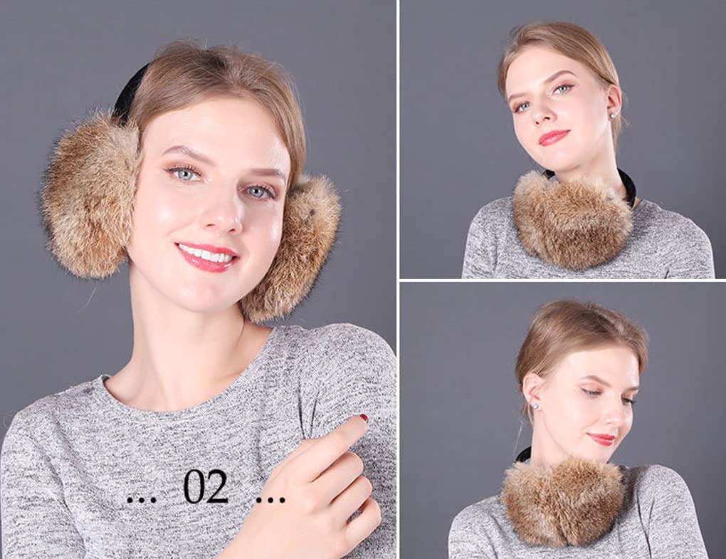 YJZQ Women's Fluffy Faux Rabbit Hair Earmuffs - Foldable Winter Ear Warmers for Ladies, Soft Thermal Ear Protector for Outdoor Activities, Running, Skiing & Cold Weather Fashion Accessory