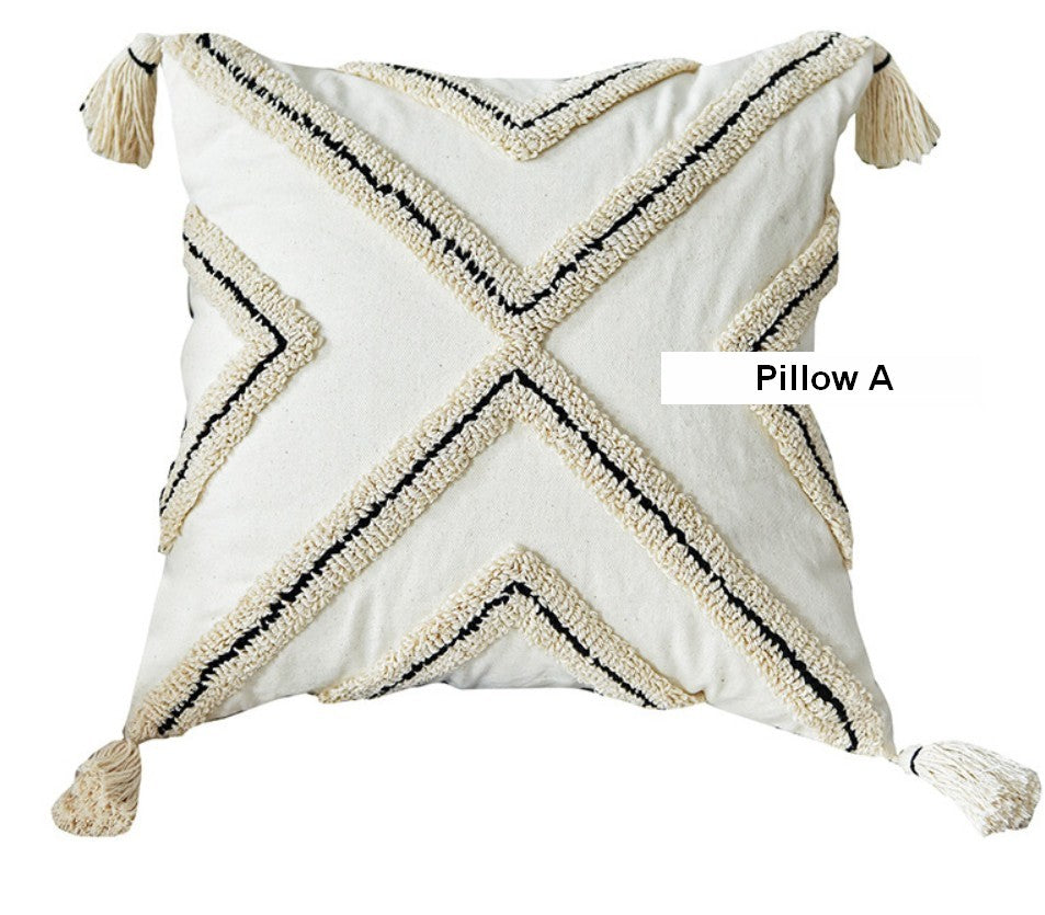 Modern Geometric Square Throw Pillows for Couch - Beige Decorative Cushion Covers - Contemporary Home Decor Accent Pillows for Living Room, Bedroom & Interior Design