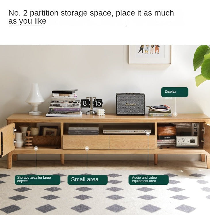Solid Oak Wood TV Stand for Living Room - Modern Entertainment Center with Storage Shelves, Perfect for TVs up to 65 inches - Durable & Stylish Furniture for Home Theater Setup