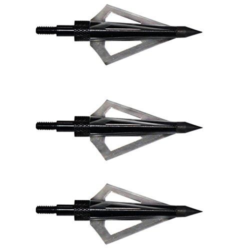 12Pcs 125 Grain Fixed Blade Broadheads for Hunting - 3 Steel Blades Archery Arrowheads Compatible with Compound Bows & Crossbows - Includes Plastic Case (Great for Target Practice & Big Game Hunting)