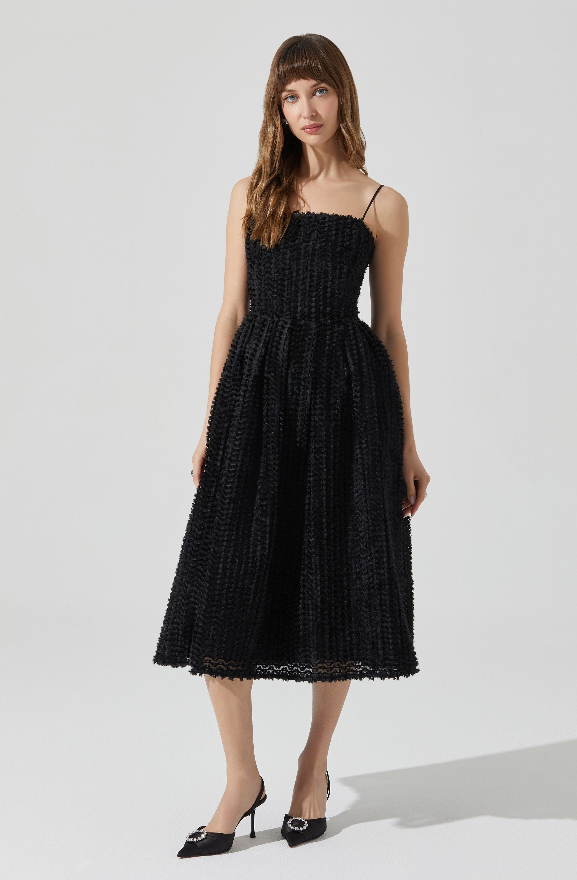 Avani Textured Midi Dress for Women - Flowy Summer Dress with Boho Style - Perfect for Beach Vacation, Date Night & Casual Outings