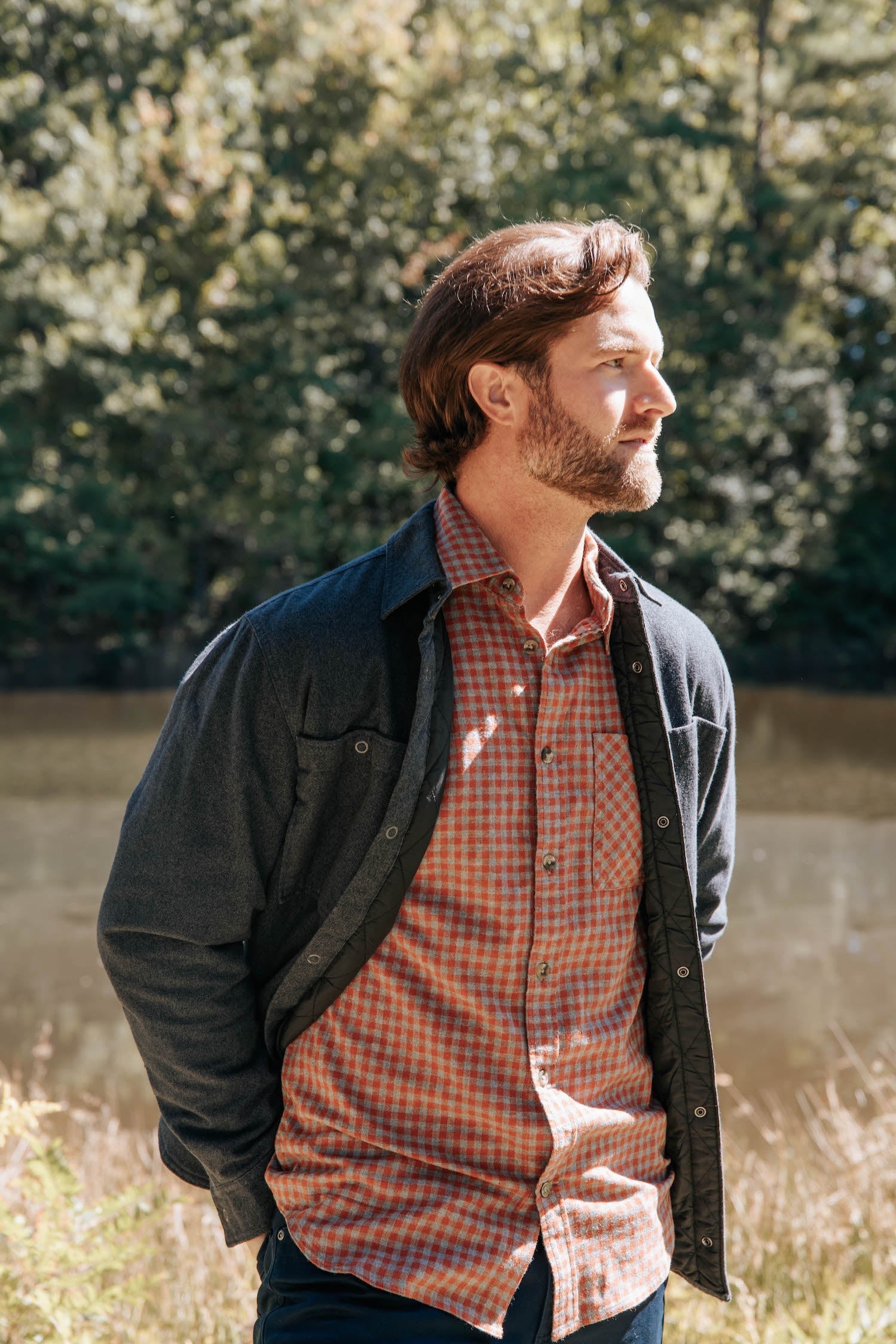 Lincoln Shirt Jacket for Men - Classic Plaid Flannel Shirt Jacket with Button Front & Chest Pocket | Perfect for Outdoor Camping, Hiking & Casual Fall Wear