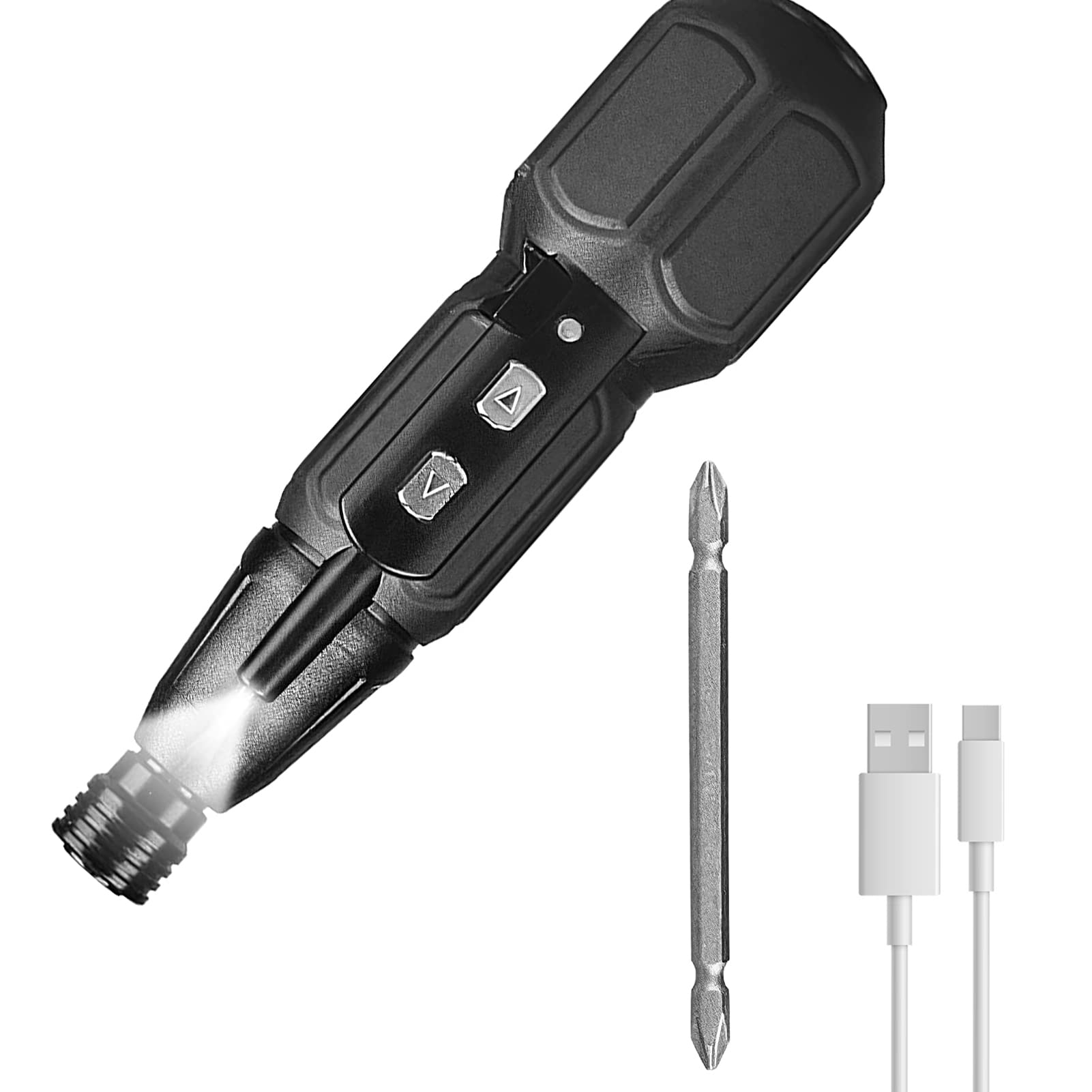 3.6V Cordless Electric Screwdriver with LED Light - USB Rechargeable, Dual PH2 Extended Bit (6.35mm), Forward/Reverse Rotation - Perfect for DIY Home Repairs, Furniture Assembly & Electronics Maintenance