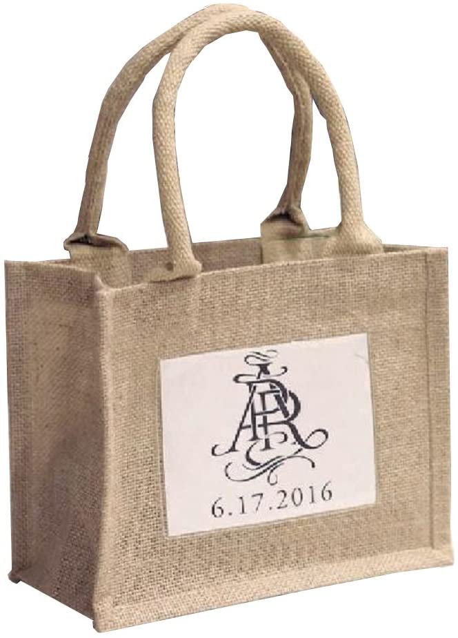 Rustic Jute Welcome Bags with Clear Pocket for Wedding Favors