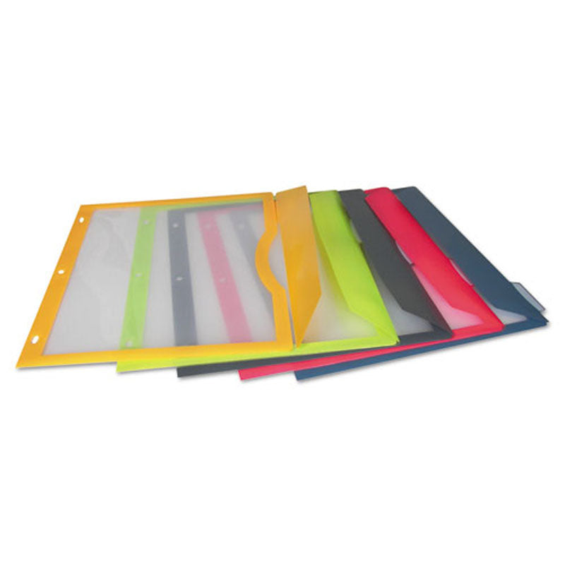 5-Pack Assorted Binder Pockets with Write-On Index Tabs - 8.5 x 11 Inches for School, Office & Document Organization - Perfect for Students, Teachers & Professionals