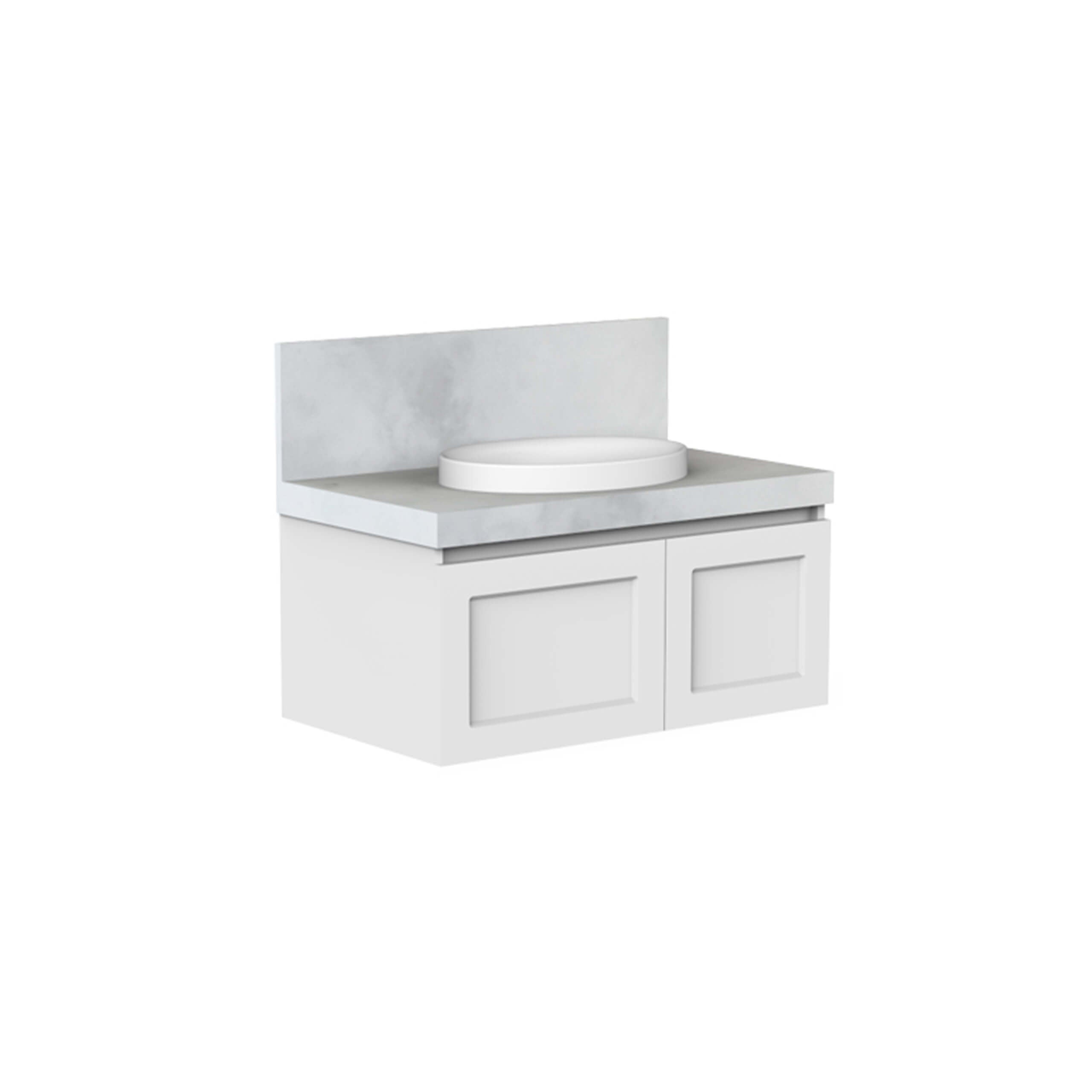 ADP London Wall-Mounted Vanity with Durasein Solid Surface - Modern Bathroom Sink Cabinet for Small Spaces & Contemporary Homes